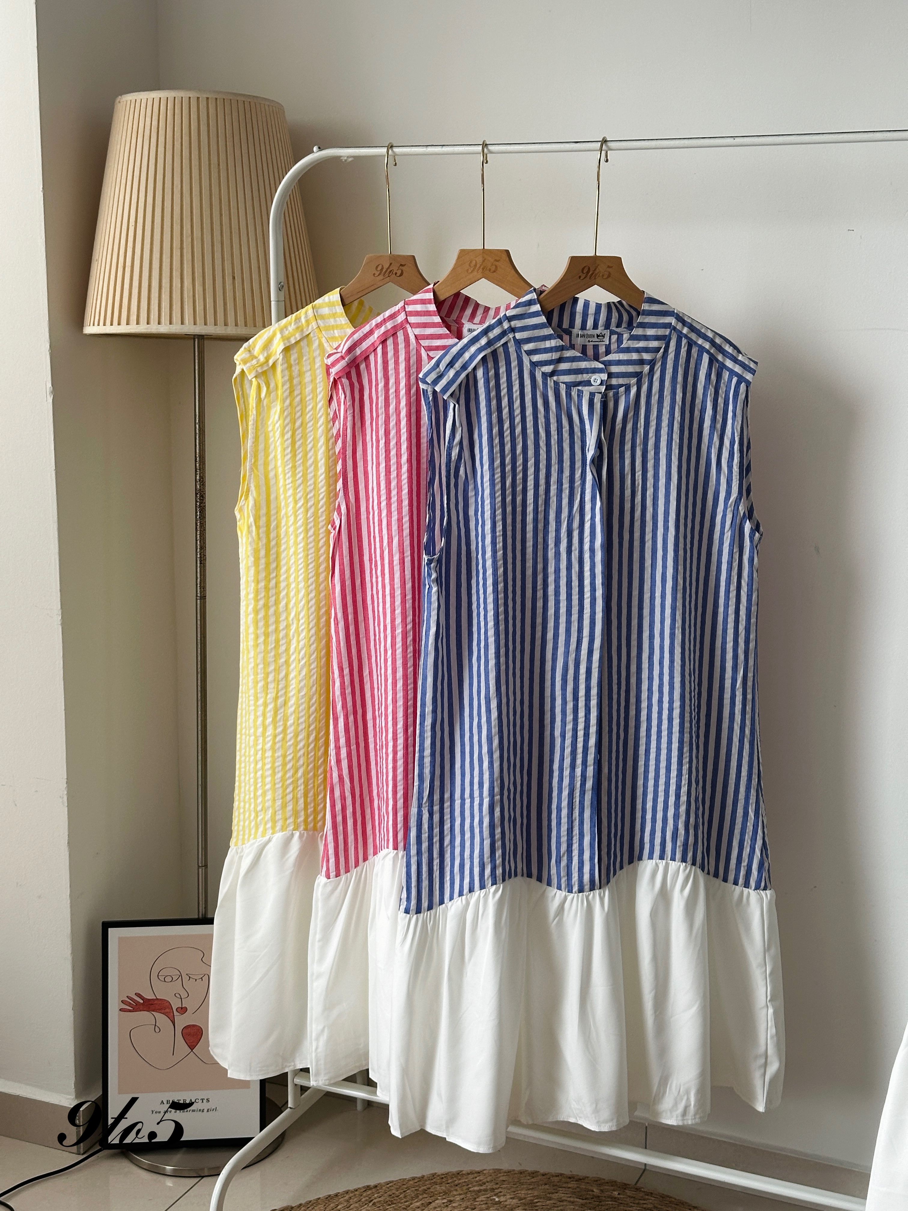 D2321 Cape Sleeve Stripe Dress - 4 Colors