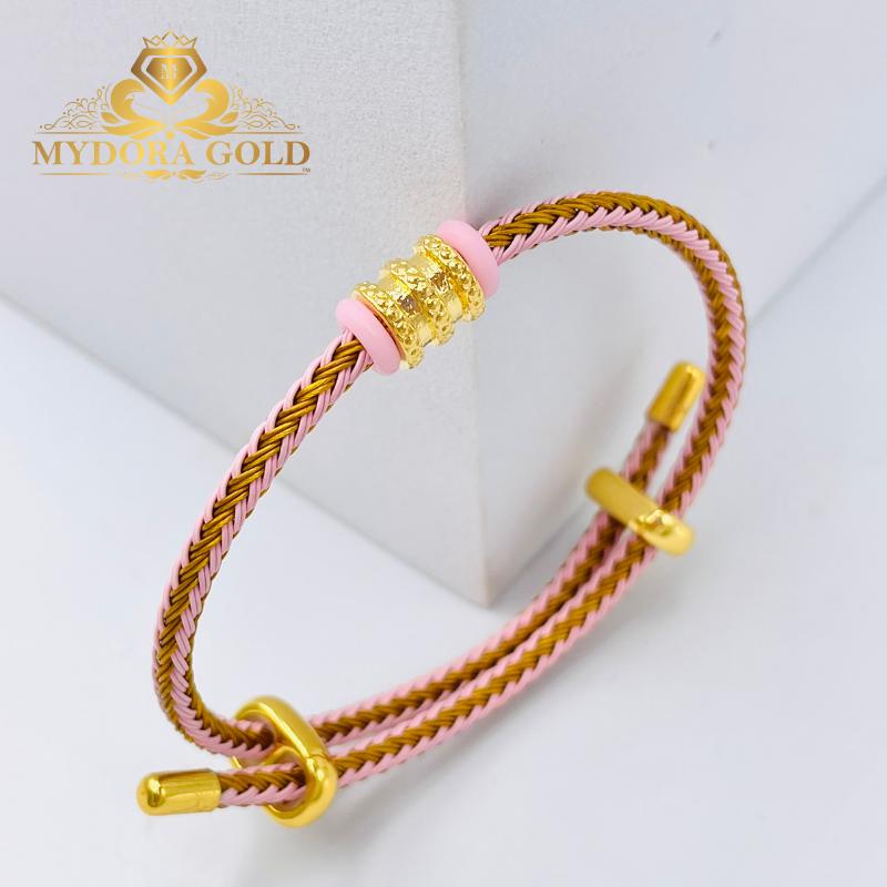 MYDORA 999 Gold Tube Bead With Adjustable Bracelet | EMAS 999