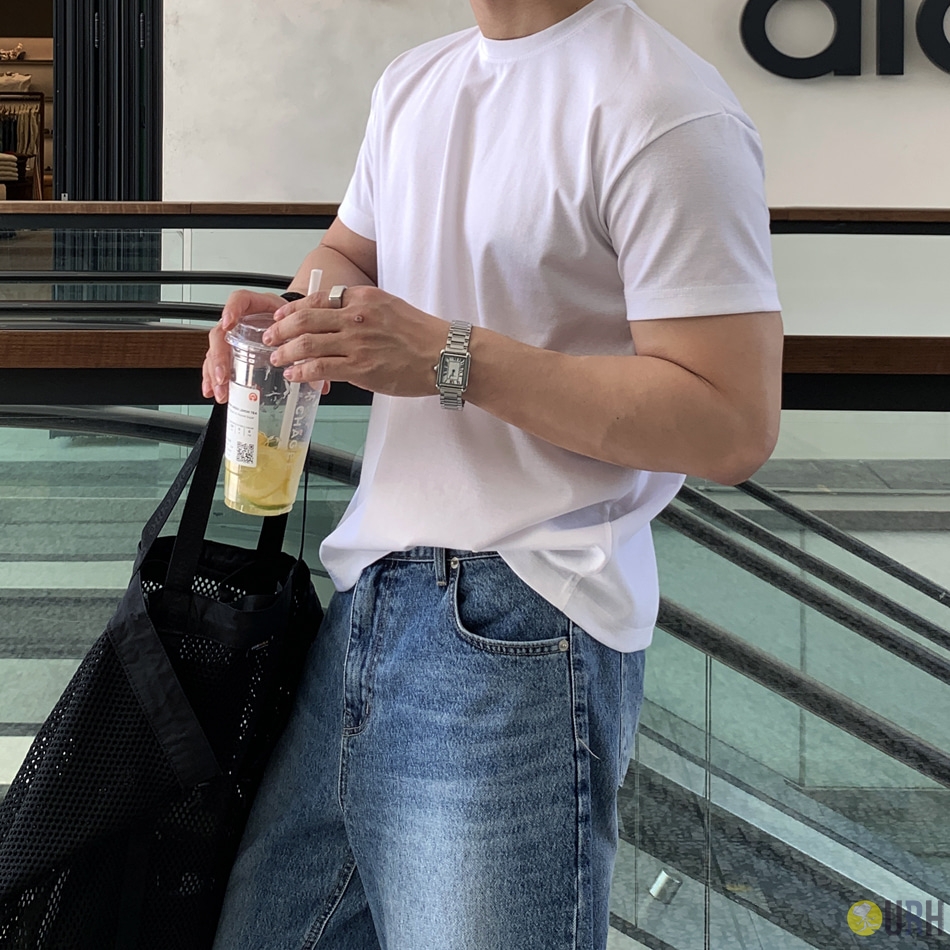 【100%保證韓國直送】夏季機能涼感爽滑面料修身比例半短版寬鬆短袖 Tee 👕 [10 color] RL114907