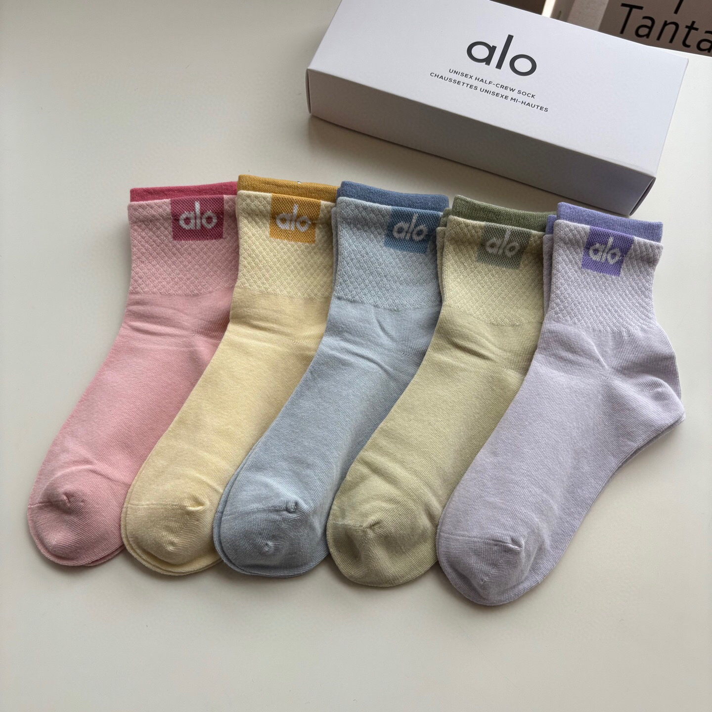 Alo Yoga 情侶款假兩件長筒棉襪（一套5對）