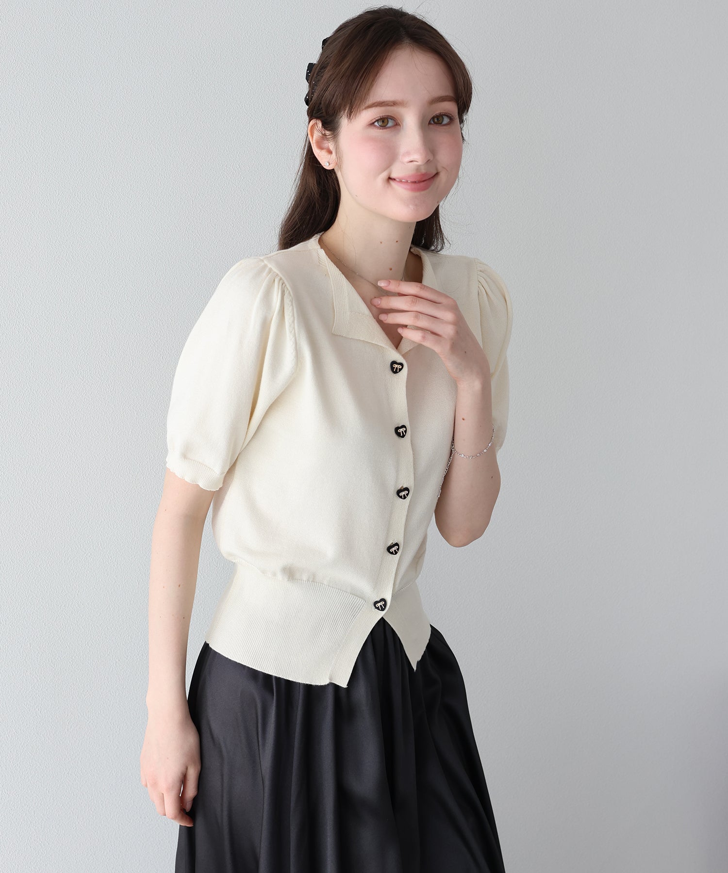 <JP> Spring Soft Heart Bowknot Polo Knit * 3色入 <預購>