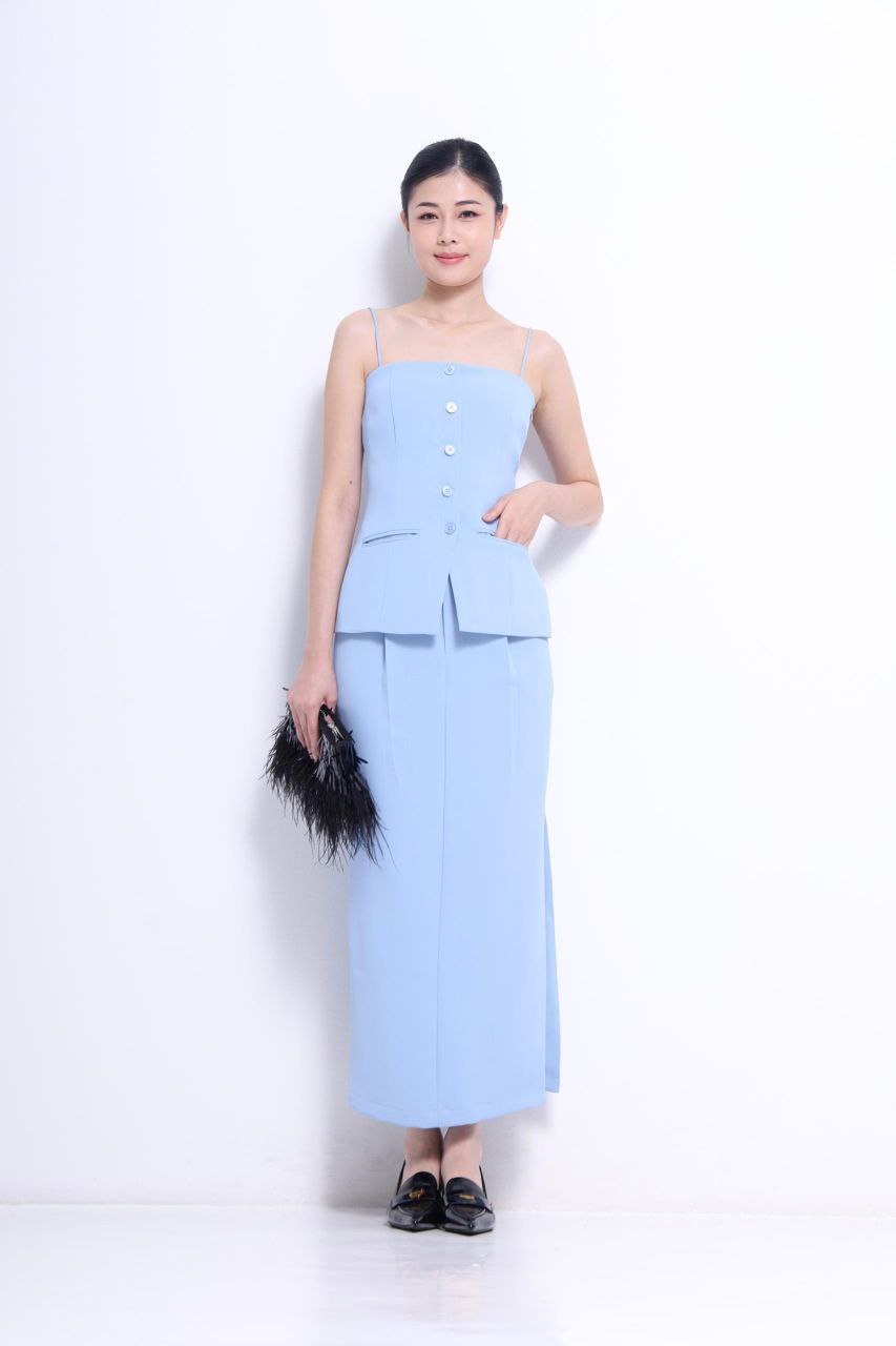 侧开叉半裙 1381