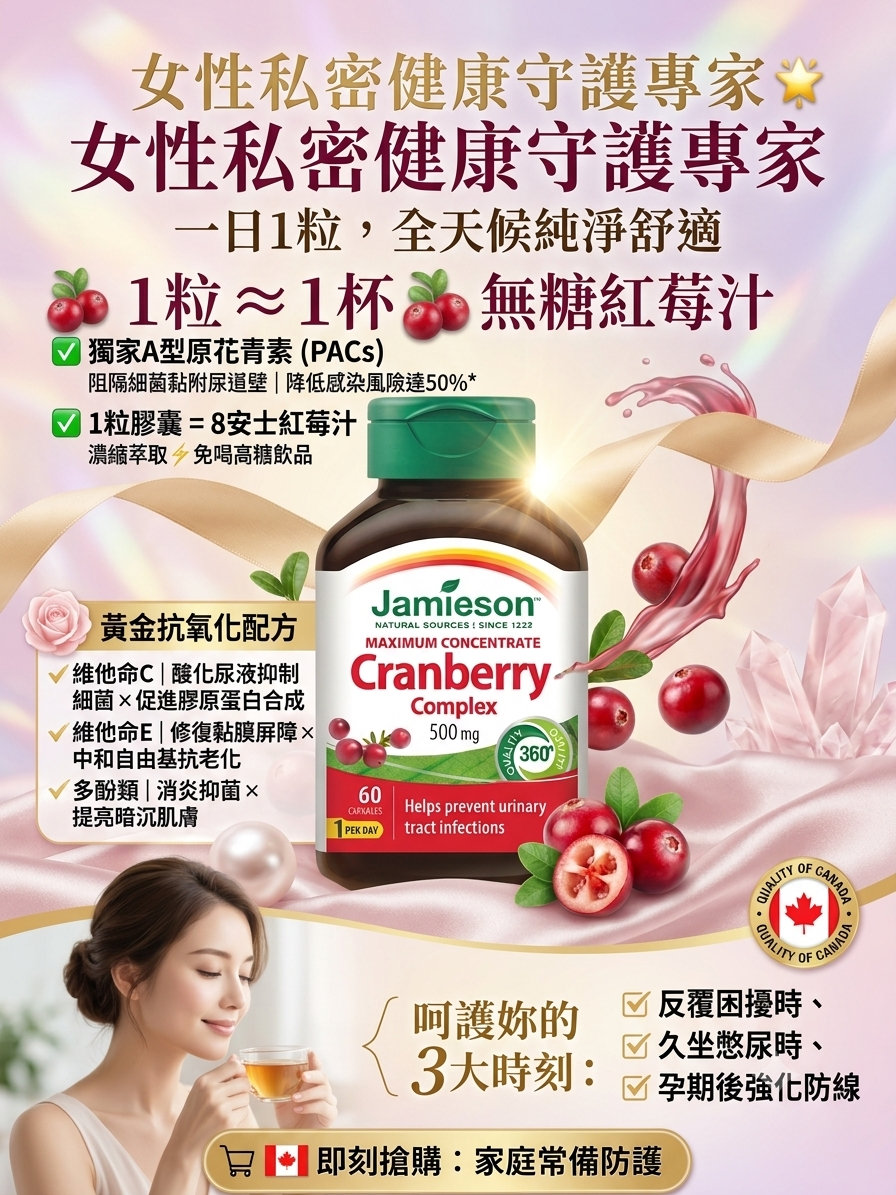 Jamieson 健美生 活性蔓越莓膠囊 500mg - 60粒