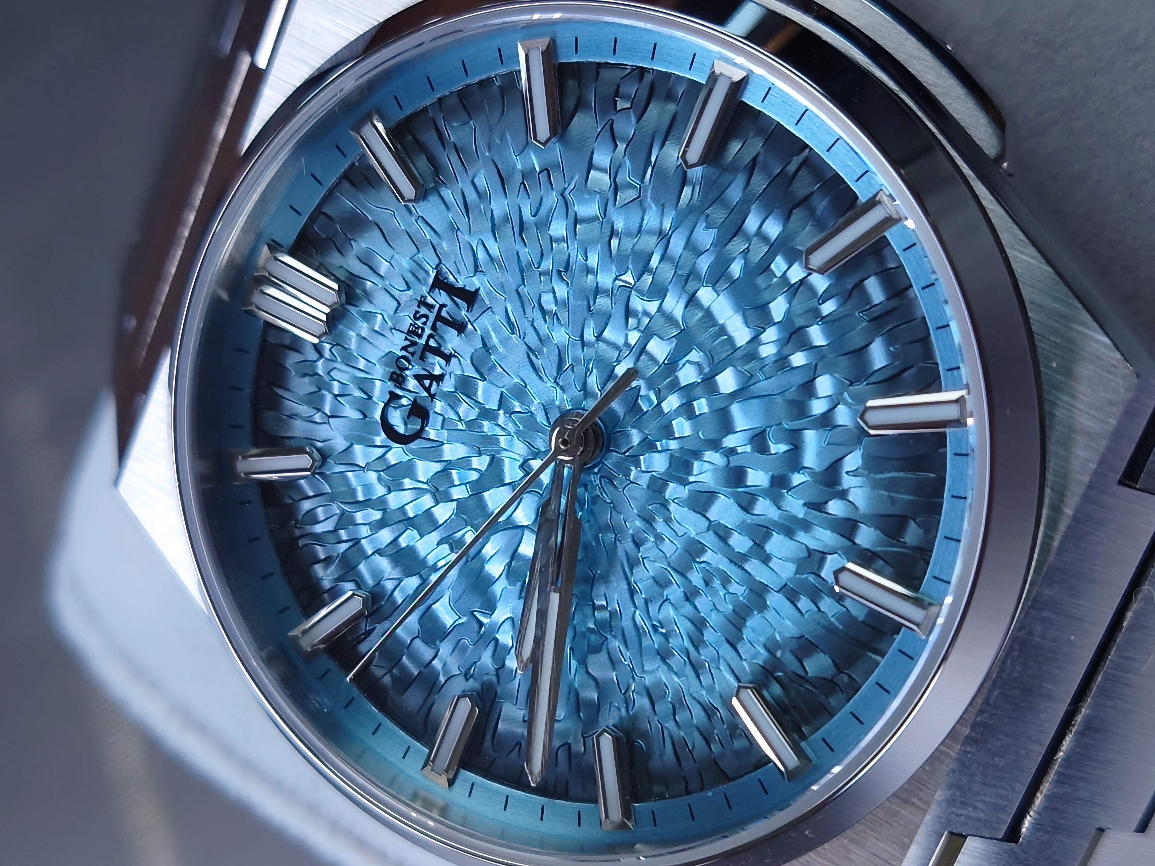 Bonest Gatti 冰裂紋一體式錶帶自動錶 BG8013-S3 Blue