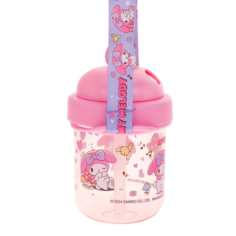 My Melody 330ml BPA & BPS Free Water Bottle with Straw Lid & Neck Strap 膠水樽連飲管及頸繩