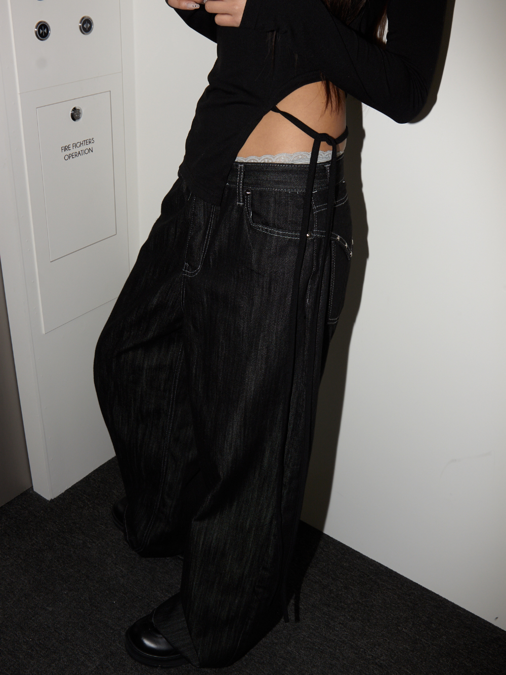 Studded Non-Fade Wide-Leg Pants