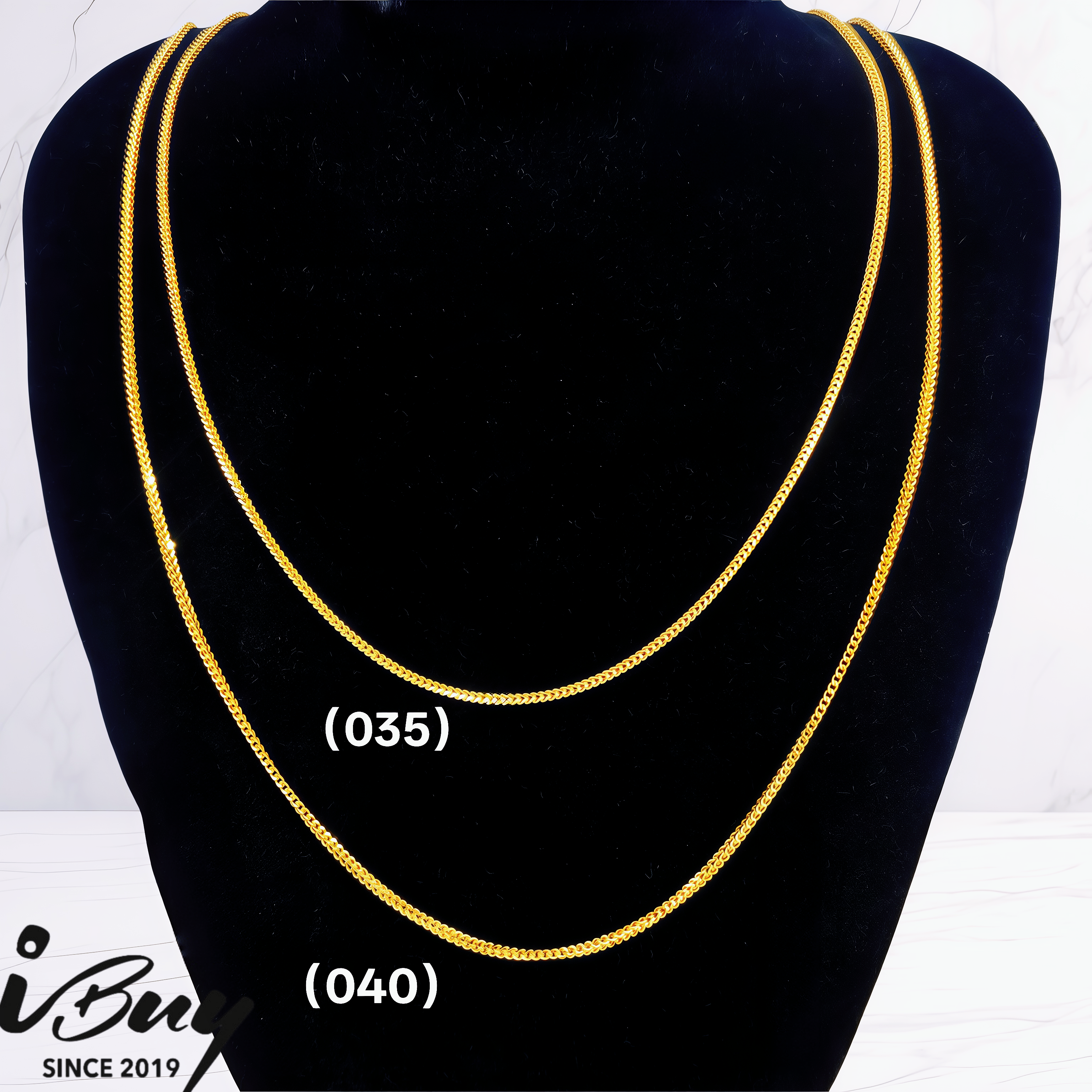 916 GOLD QUARTET HERRINGBONE NECKLACE (025) 916 金 四方人字项链 （025）