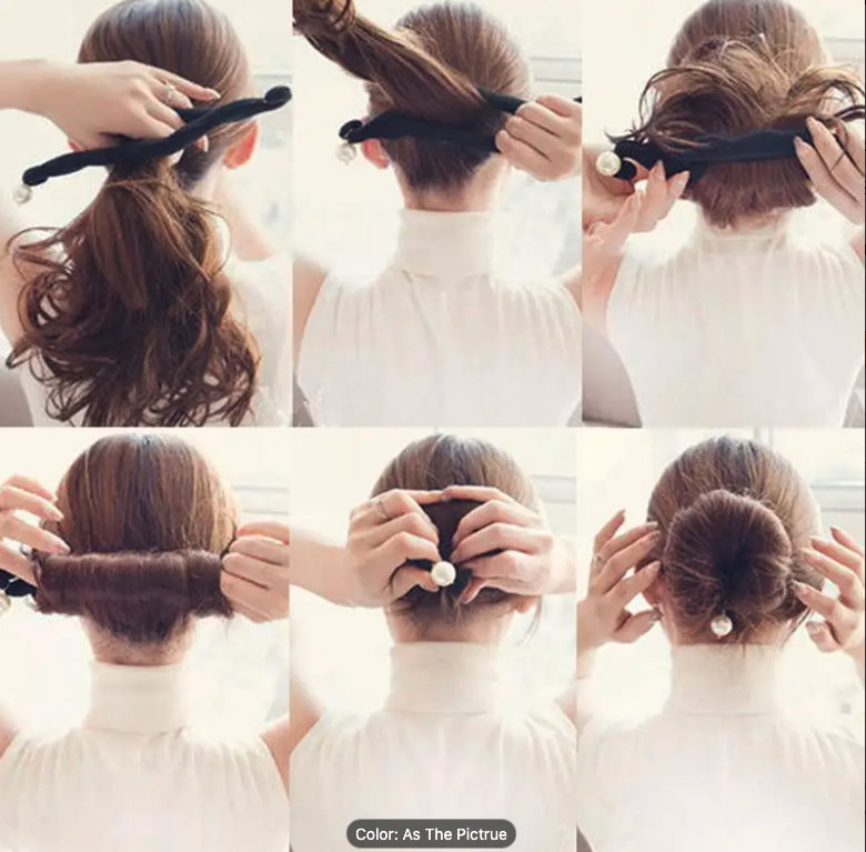 Hair Bun Maker Hair Ties Dangle Faux Pearls Donut Hair Bun