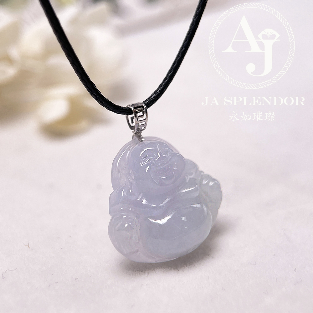 JNK-799 天然翡翠A玉 冰種春彩佛公18K金吊墜