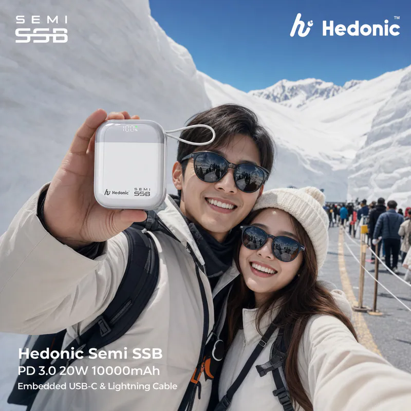 香港行貨 一年保養 CCC 認證 (二維碼) Hedonic™ Semi SSB PD 3.0 20W 內置USB-C & Lightning Cable 行動電源 (A21-B), 81088_81089_81090
