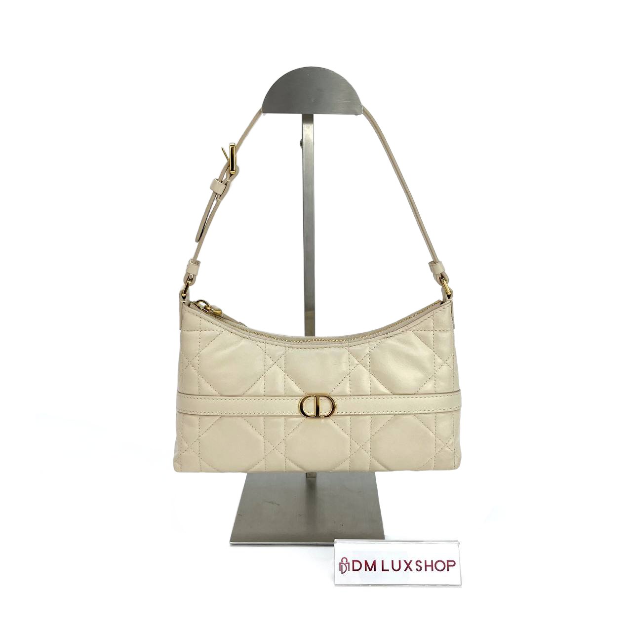 Dior White Miss Caro Mini Hobo Bag GHW