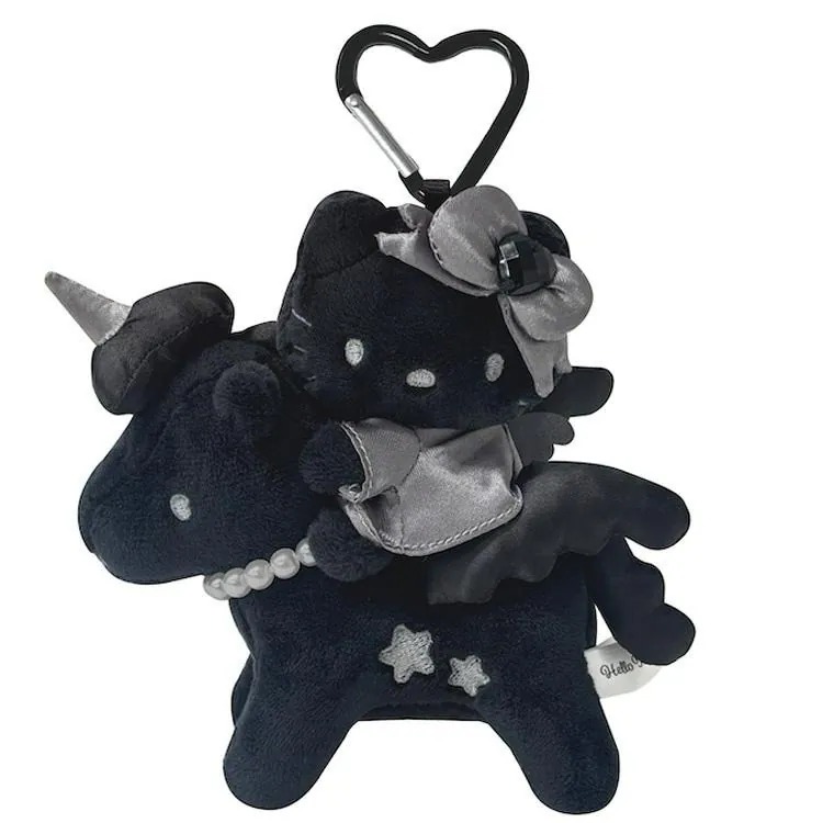 日本Sanrio Hello Kitty黑色天使獨角獸公仔匙扣 (JS5426)