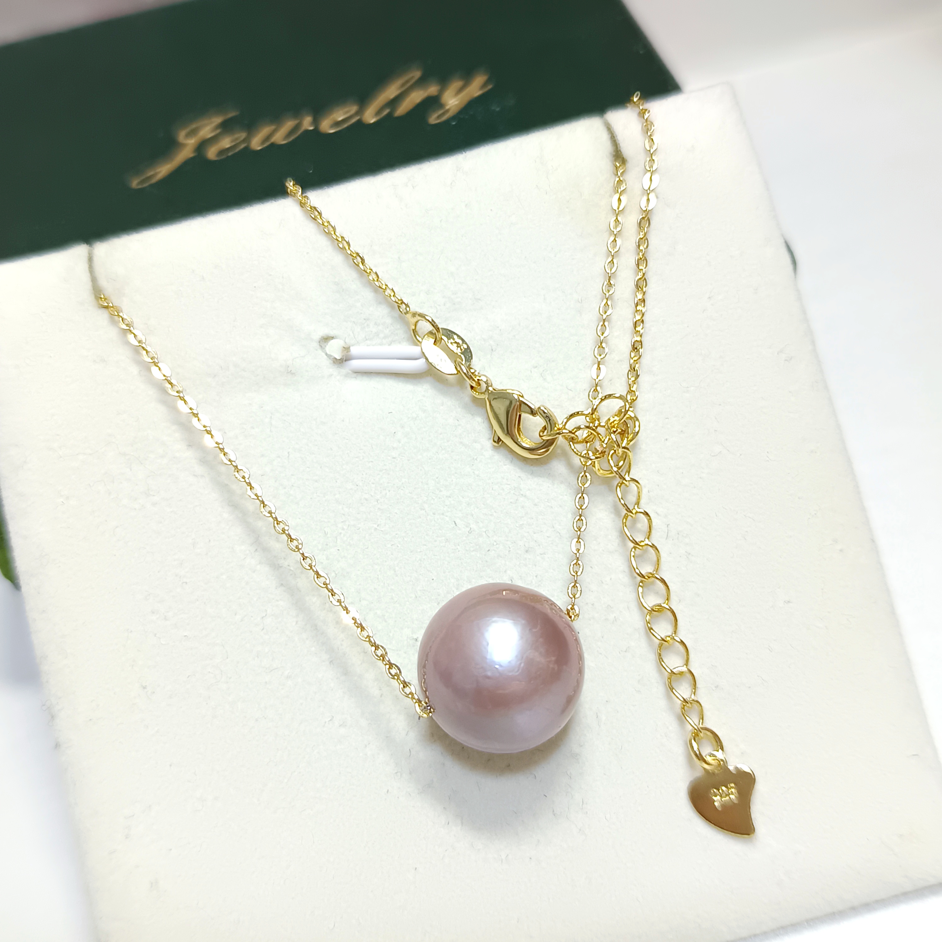 ✨特惠產品✨正圓極光大粒愛迪生粉紫珍珠固定路路通注金套鍊