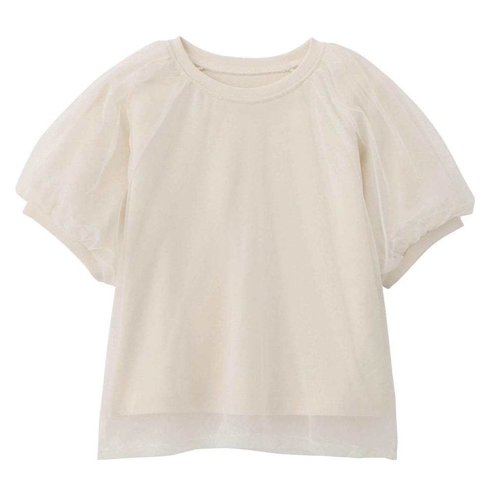 🆕【⭐訂購⭐】🌀 🇯🇵 日本直送 ❣️#親子裝❣️GITA 淡雅 薄紗疊層 泡泡袖 短袖Tee［2款選］ 🌀 [ELDA-0220][260524]