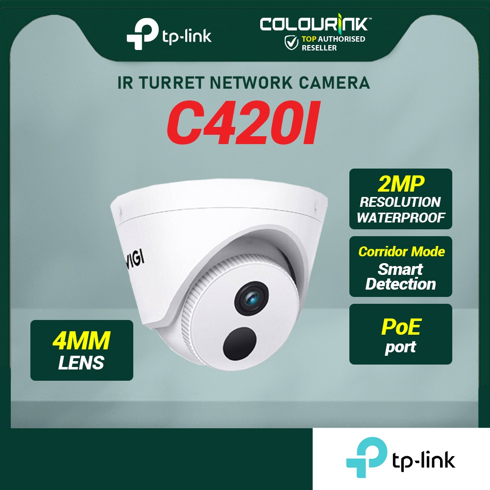 TP Link Vigi C420I 2MP 3MP 4MP 2.8mm 4mm Turret PoE Network Full Colour Outdoor Camera CCTV