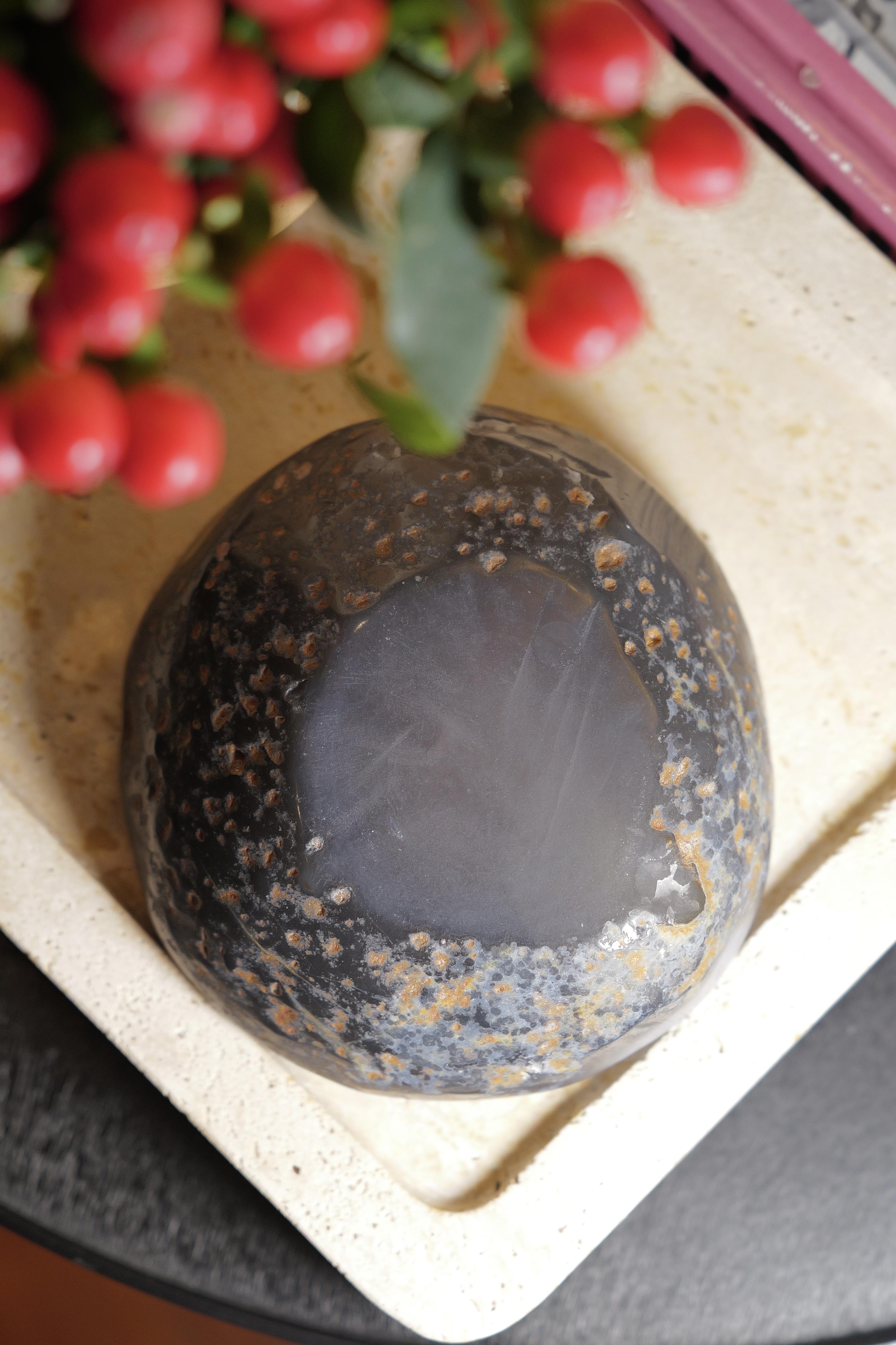 ༒12.3cm藍紋黑瑪瑙原皮淨化碗༒ AG*5003C2T-R*2EE