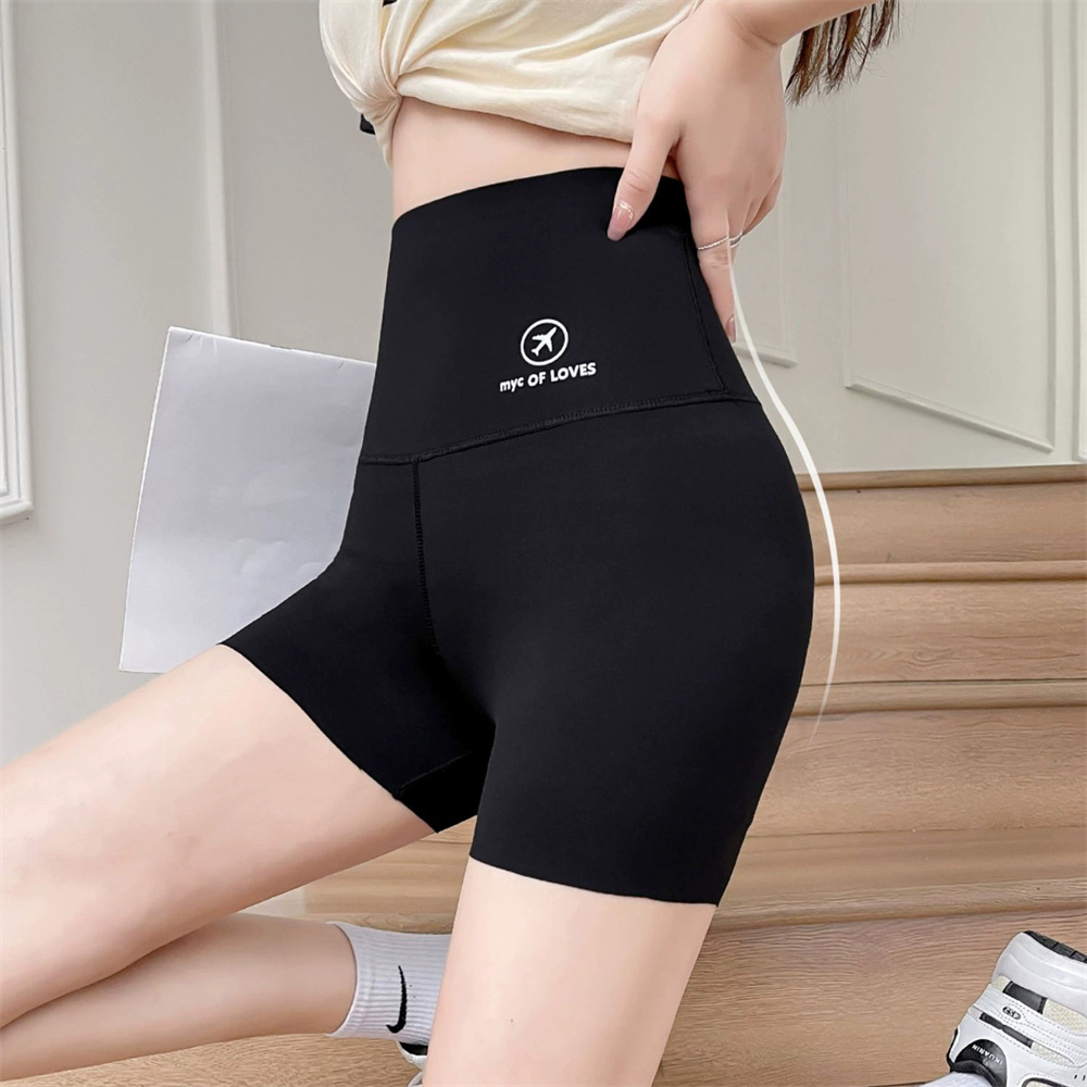高腰收腹提臀褲 鯊魚褲 瑜伽短褲 打底褲 收復褲 安全褲 運動瑜伽褲 黑色 M [平行進口] HK2714