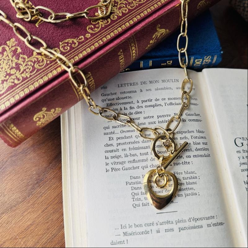 Retro Heart Pendant Extra Long Necklace / Waist - Chain (MT2273)