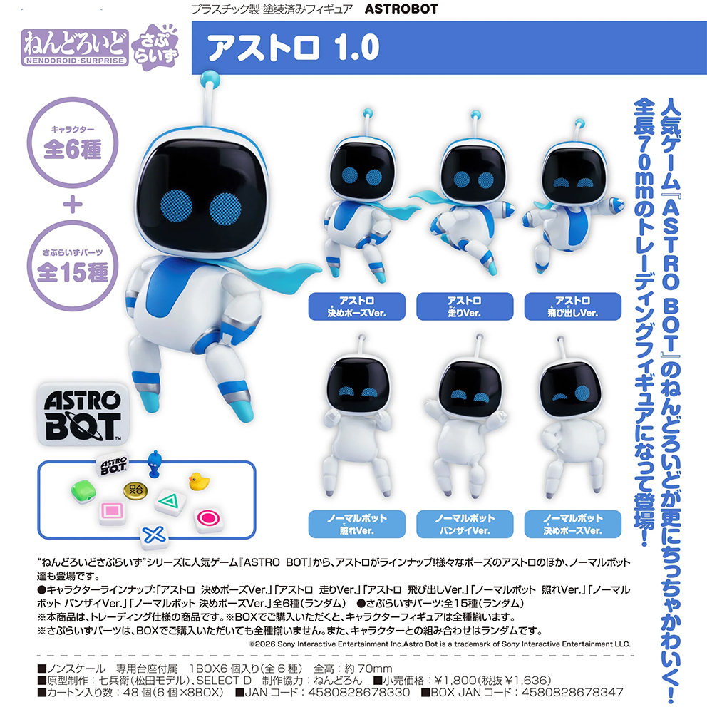 (預訂訂金 $200) (總價 $500) GSC 驚喜黏土人 宇宙機器人 (原盒6個) (行版) Nendoroid Surprise ASTROBOT Astro 1.0