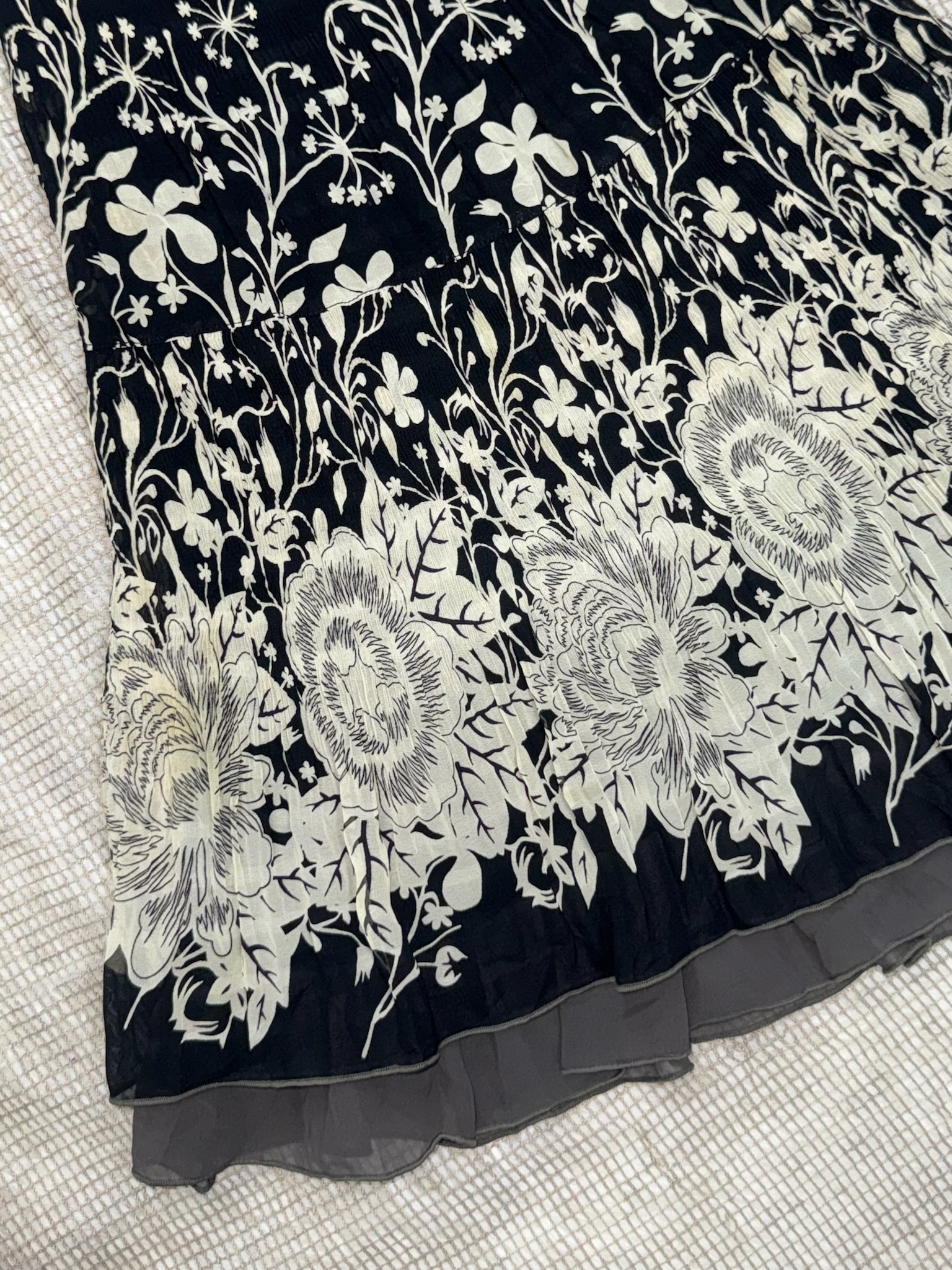 Romantic Goth Floral Flared Skirt