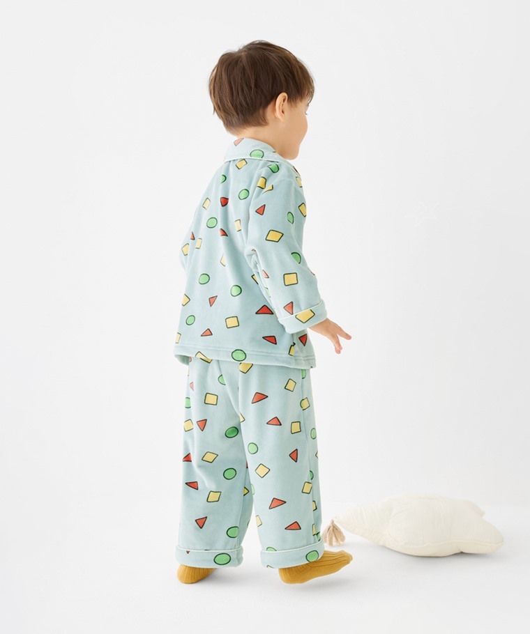 💚代購 台灣直送💚正版授權 蠟筆小新滿印絲絨長袖家居服上下套裝