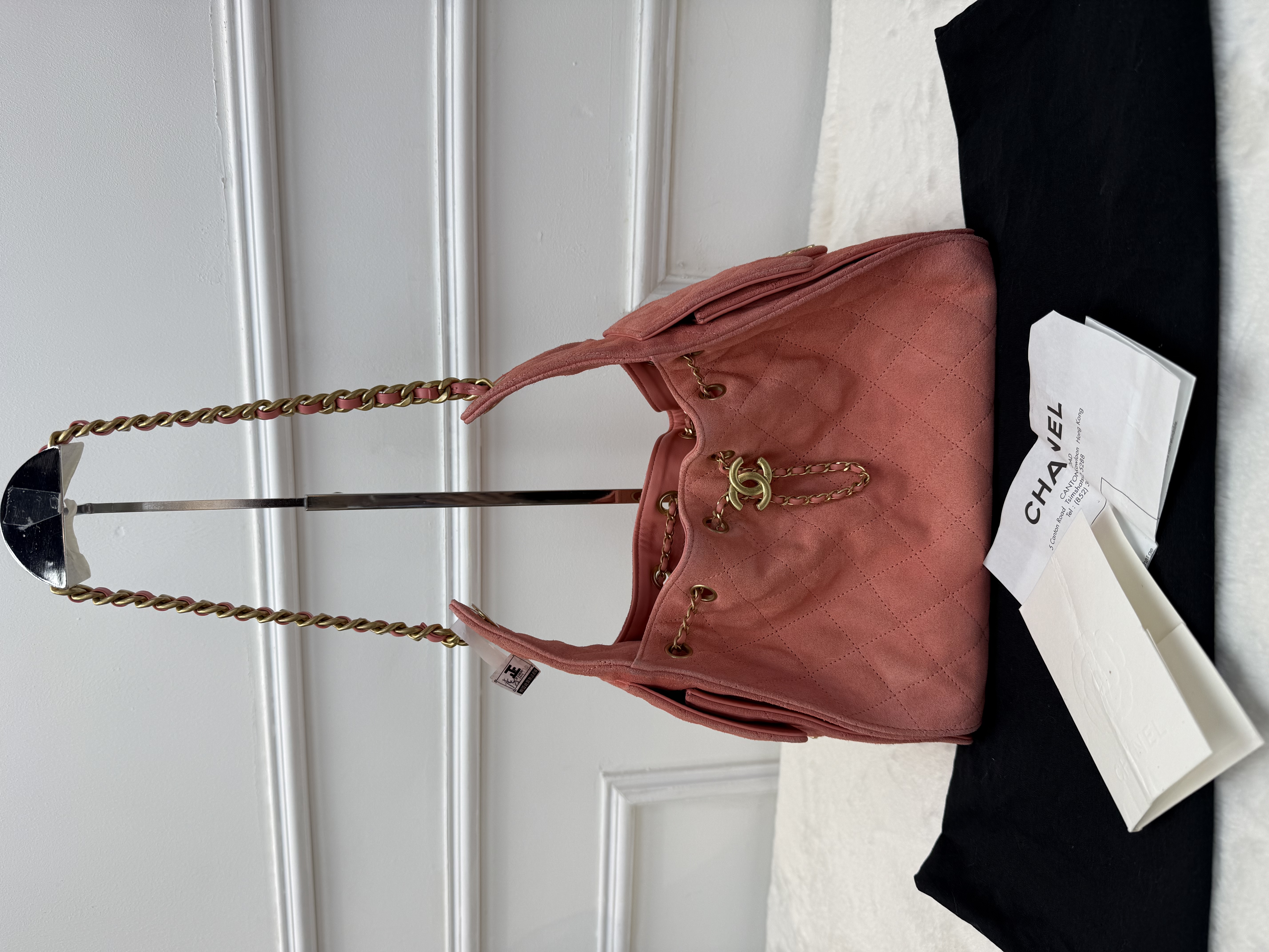 ‼️Full set全套有正單！！Chanel 25bag小號麂皮粉色🩷‼️