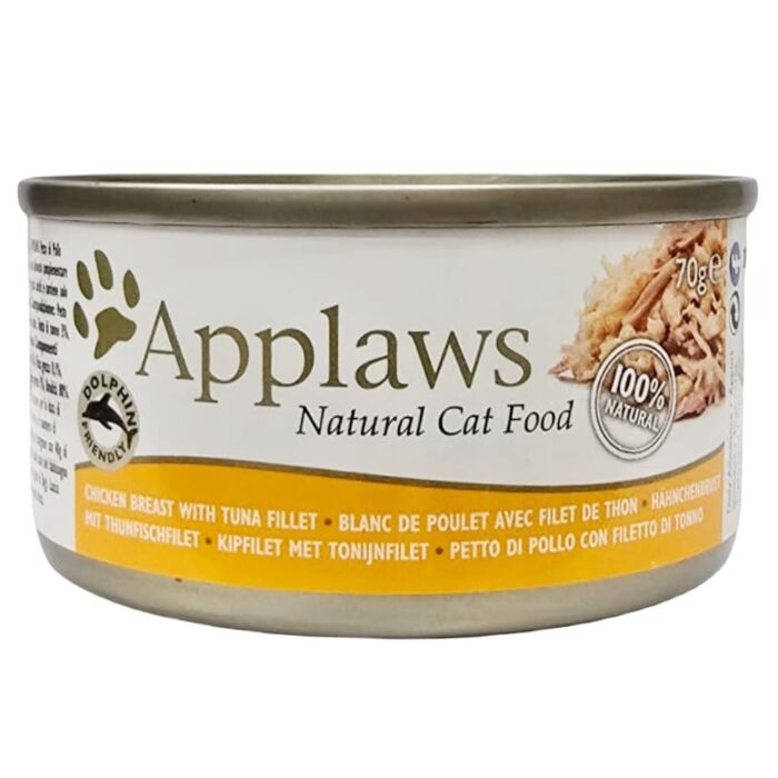 Applaws 湯煮雞胸+吞拿魚 全天然成貓罐頭 70gx24