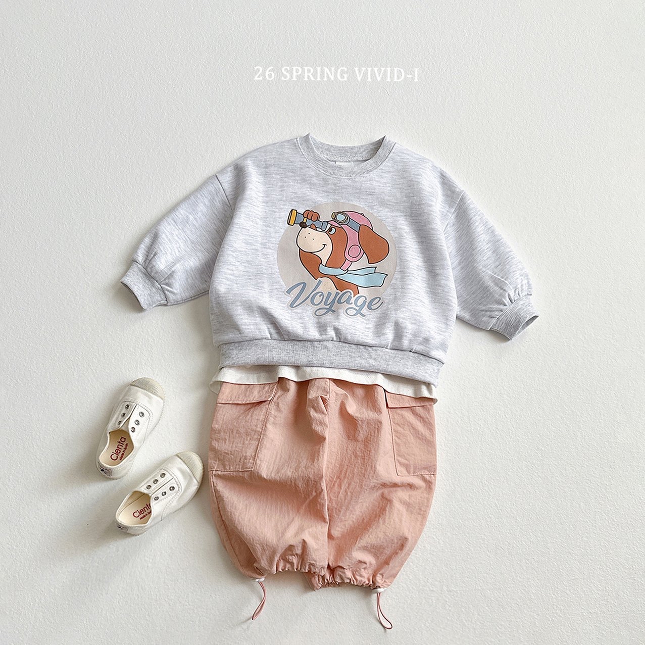 🌸預訂 韓國直送🌸🇰🇷VIVIDI三色飛行員小狗印花寬鬆衛衣