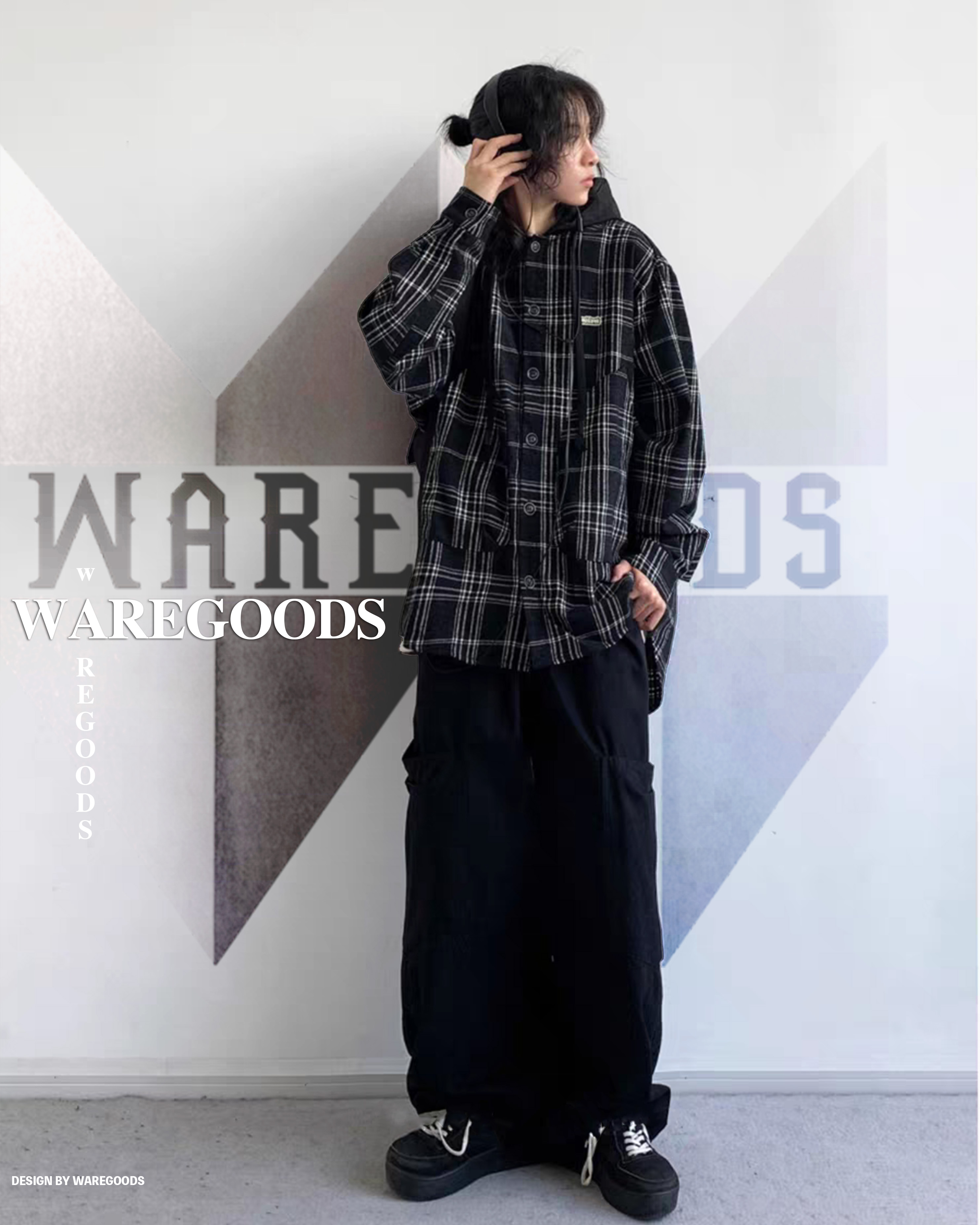 W3337垂感橡筋腰闊腳褲