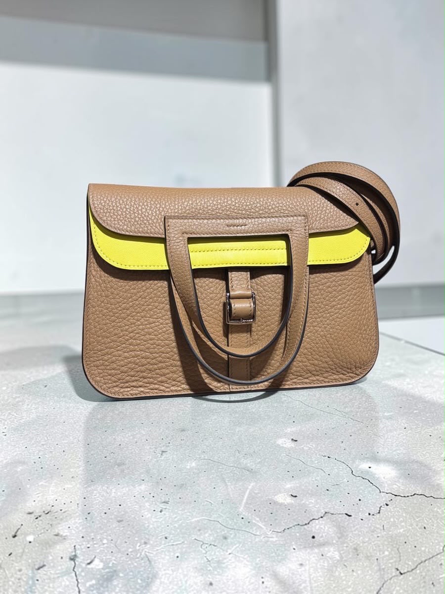 Hermes Halzan 25 Stamp U 奶茶銀扣100%Authentic, 98%New✅專門店收據✅Dust bag 