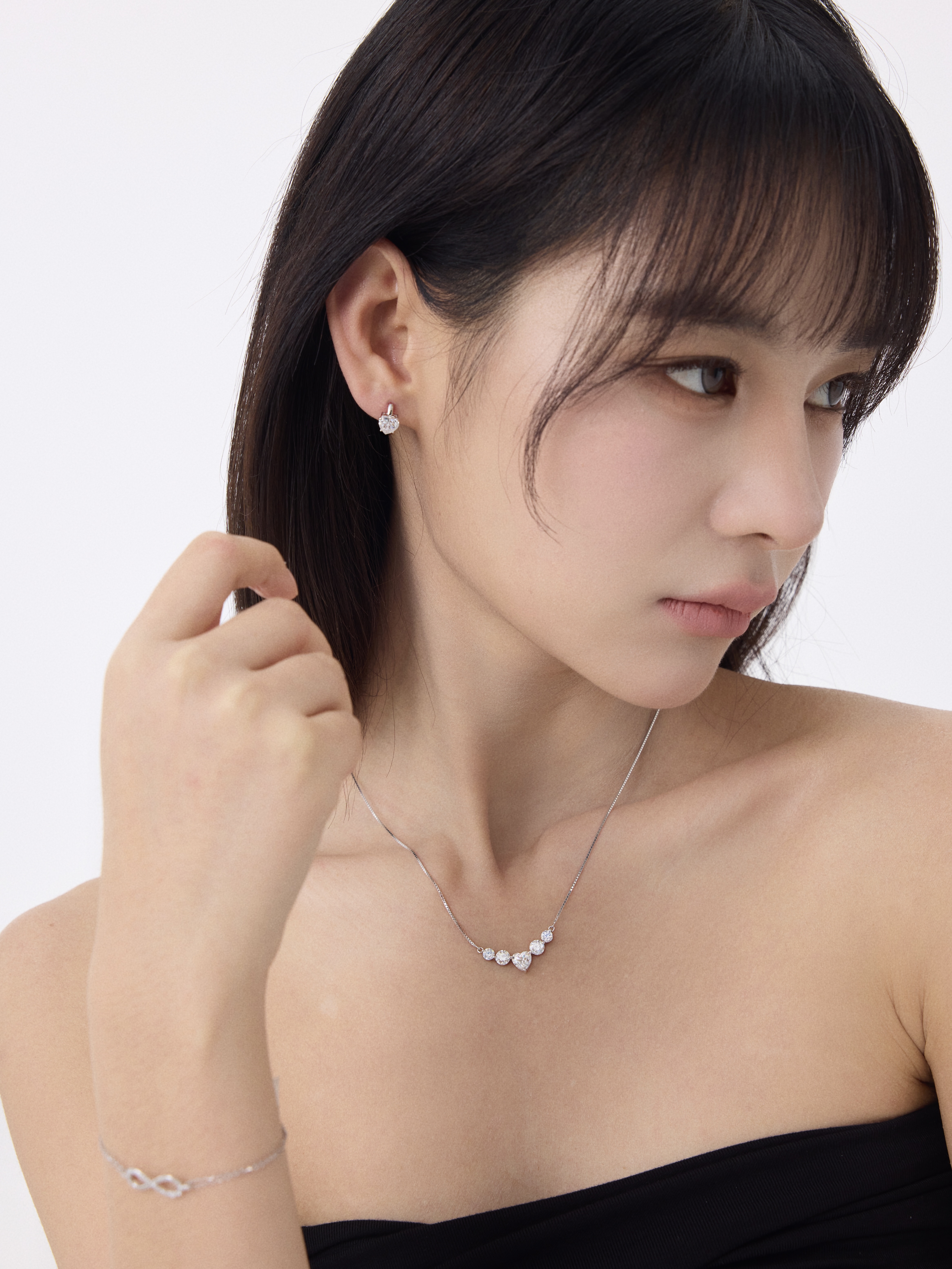 心形莫桑石耳圈 Heart Mossiante Hoop Earring 