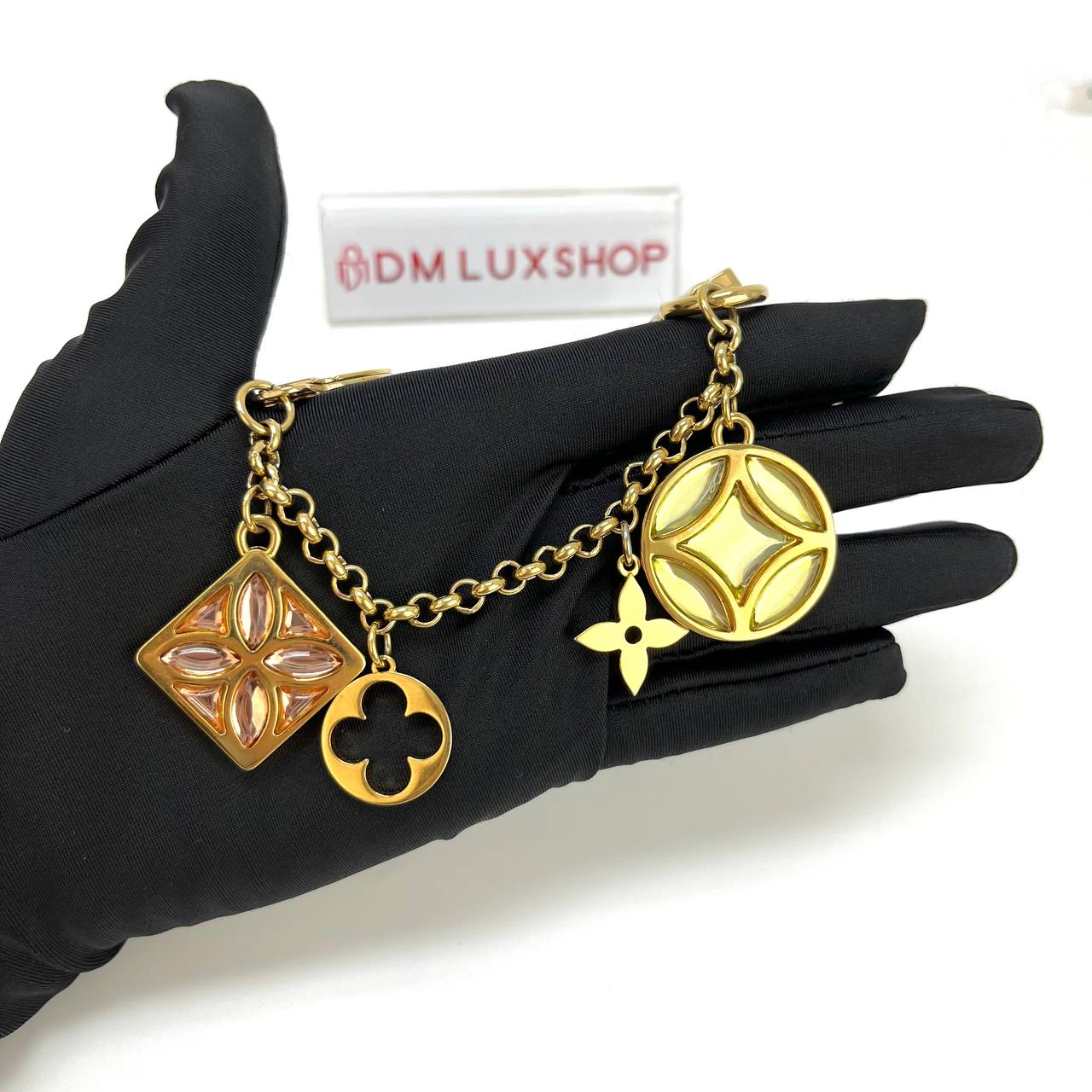 LV Fluer De Monogram Key Chain Charm GHW