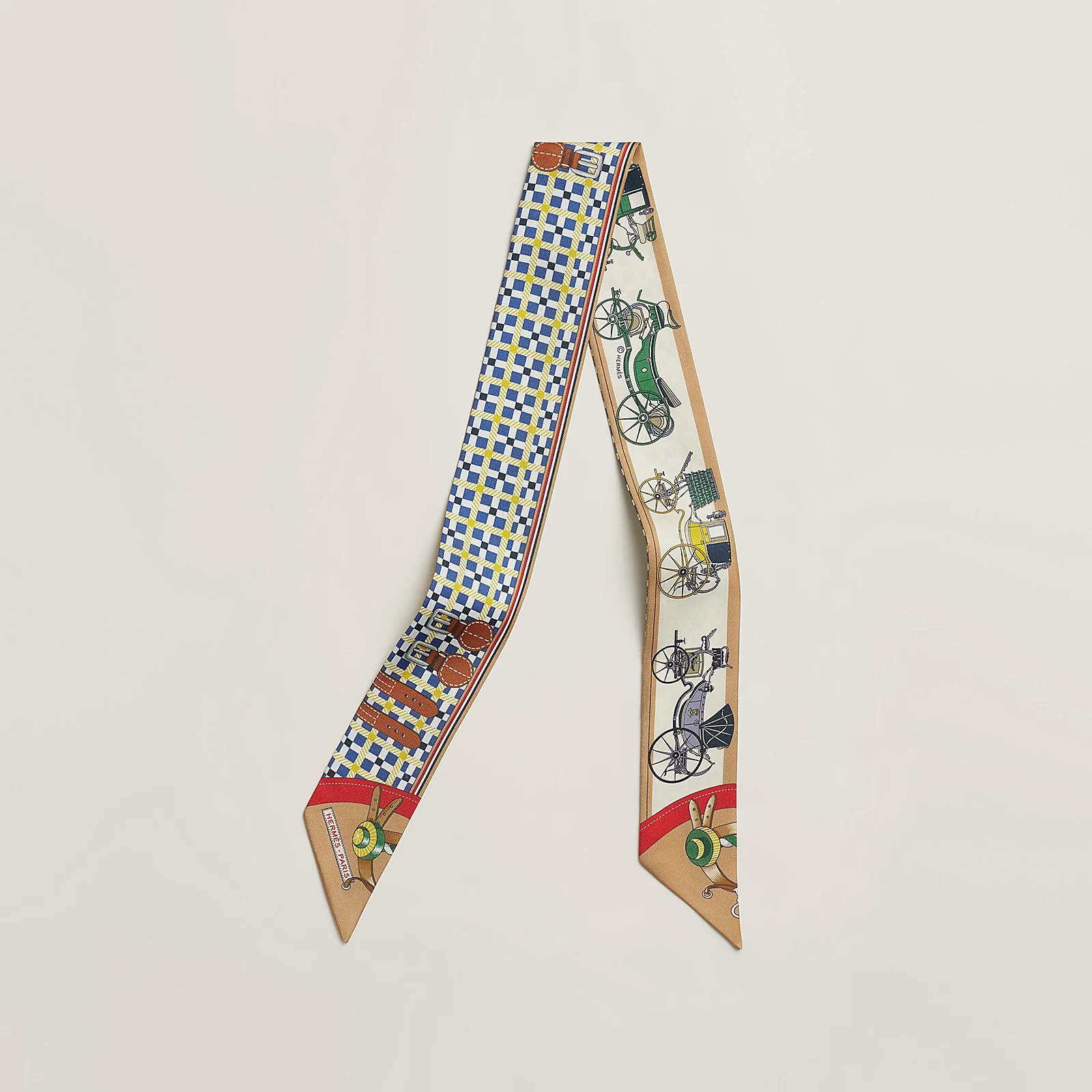 Hermès 全新🆕 100%絲 Les Voitures Nouvelle 圖案 Twilly