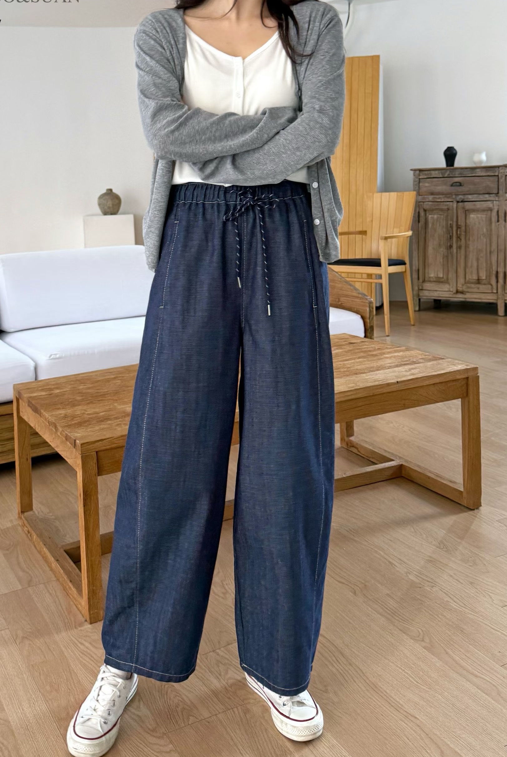 橡筋腰彎刀cut 牛仔褲