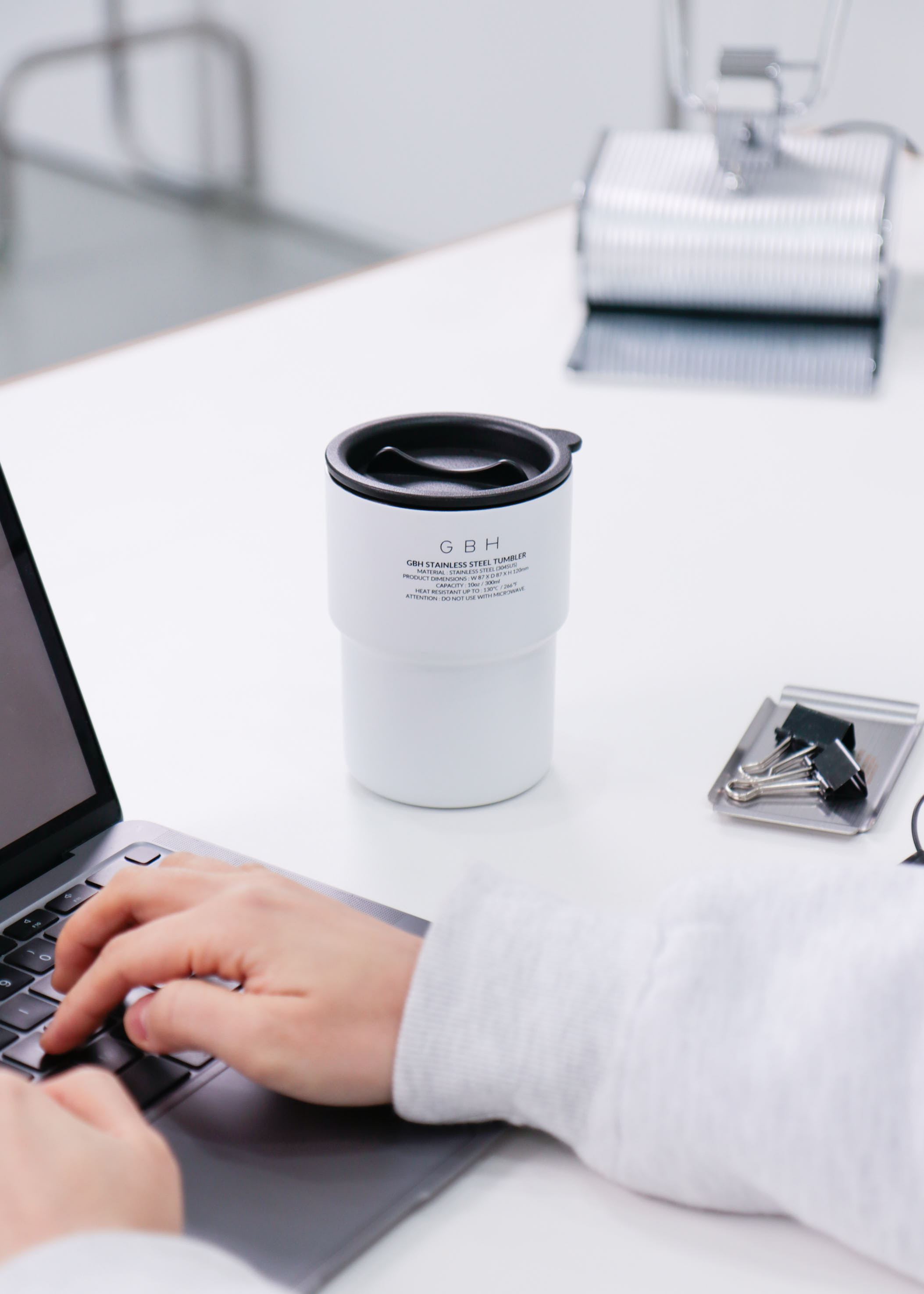 GBH STAINLESS STEEL TUMBLER / WHITE / 300ml