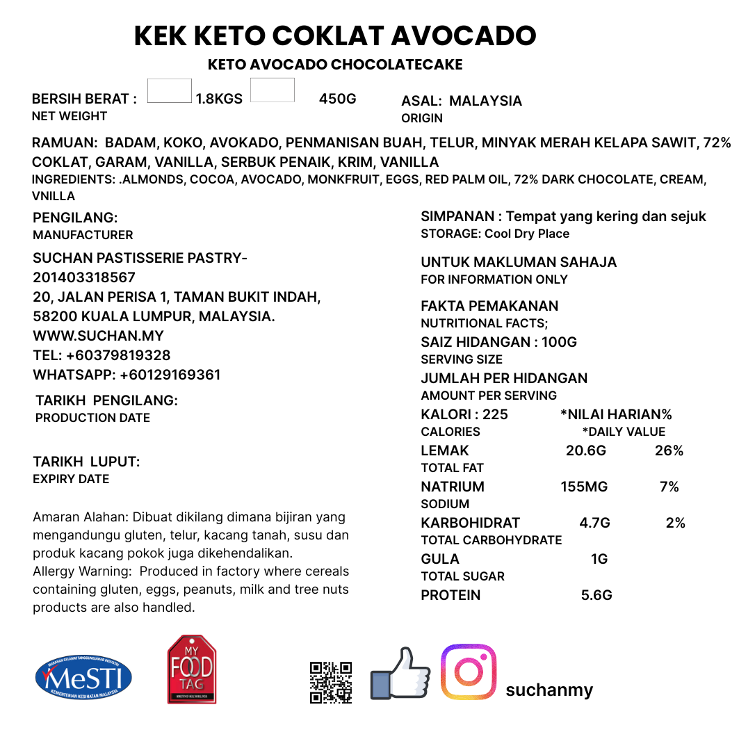 Keto Chocolate Avocado Cake - Pre Order 3 Days Advance
