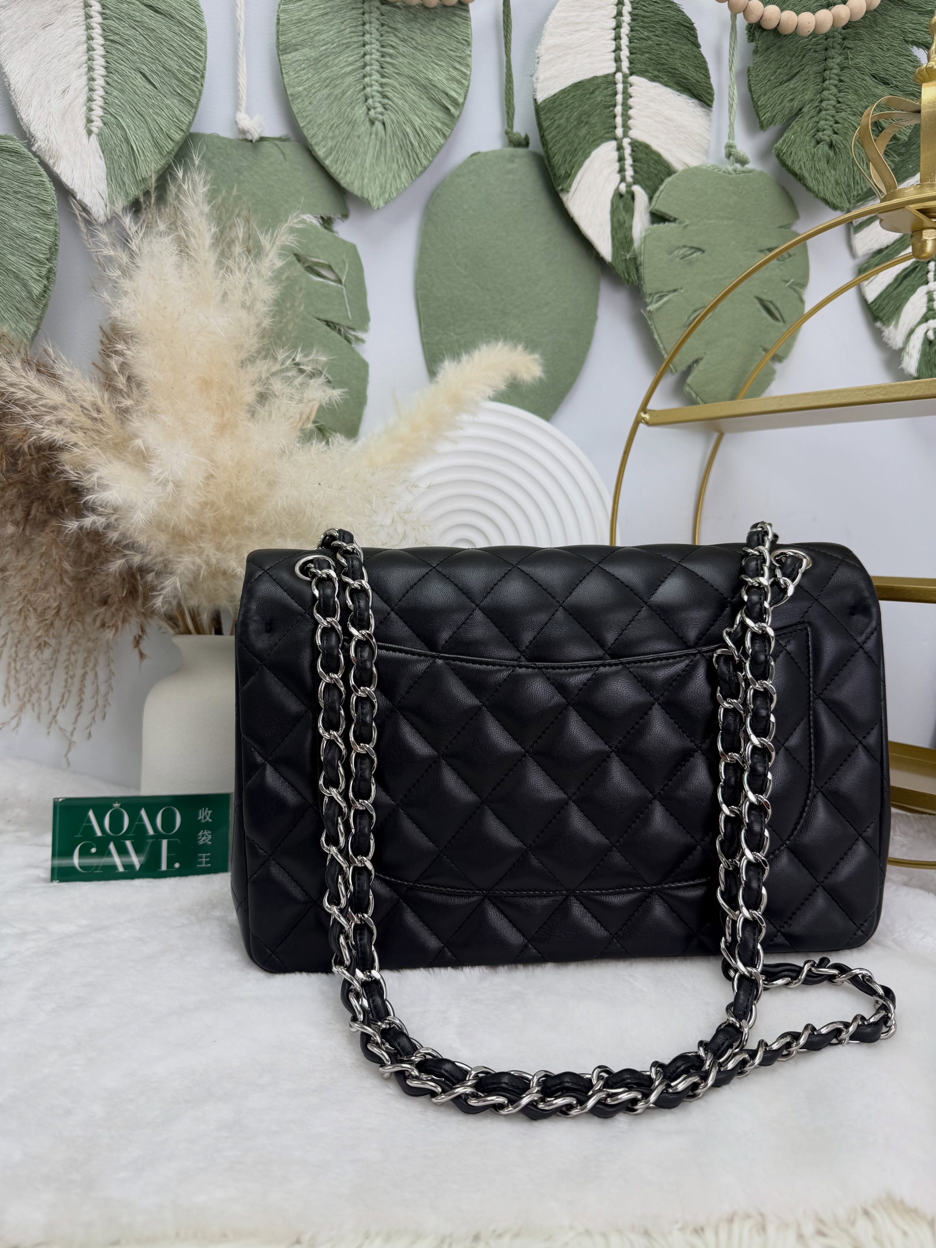 Chanel👜 PRE OWNED 🛍️CF Jumbo 黑銀🖤19開 💼 有塵袋