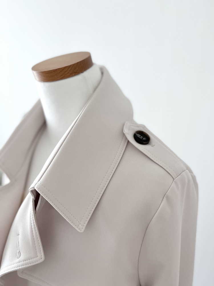 Trench-Style Short Coat (Cream)