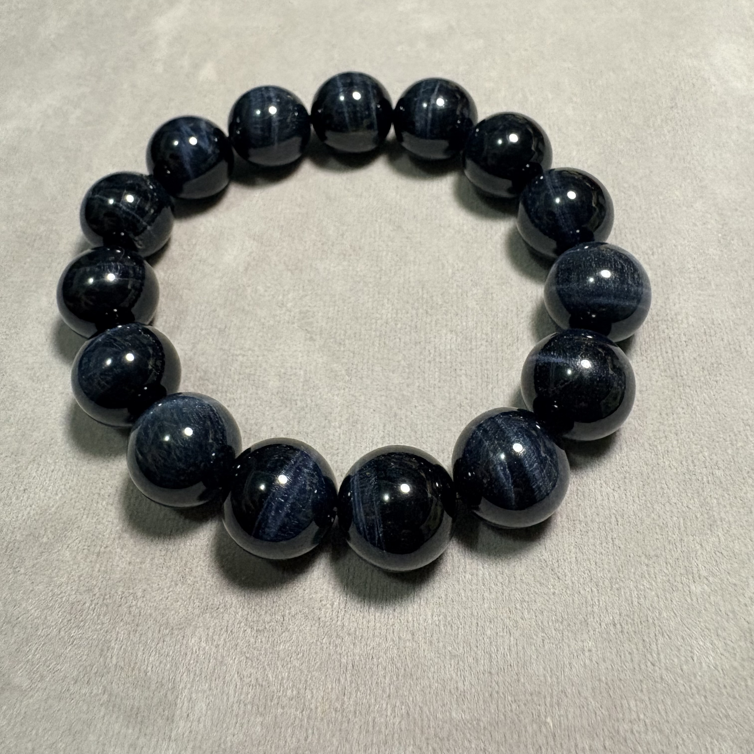 13.5mm藍虎眼石手串No. 3569｜規格：13.6mm珠16cm手圍