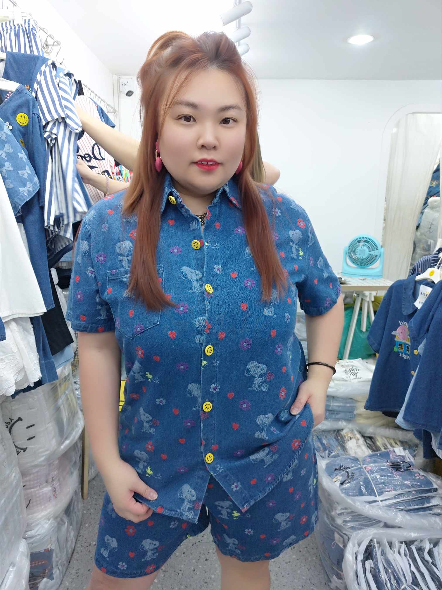 ENE01 卡通牛仔图案套装