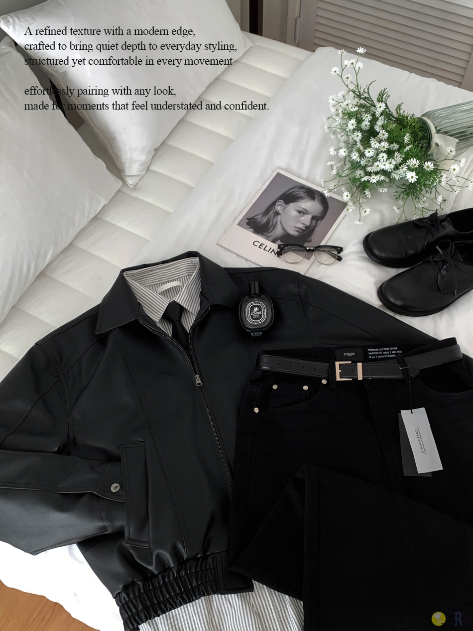 【100%保證韓國直送】質感古著裂紋設計寬鬆皮革外套 Vintage Crack Leather Zip-up Jacket [2 color] RL114777