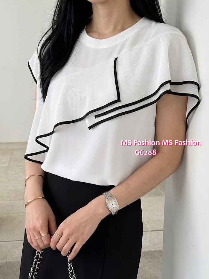 G6288 韓國🇰🇷靚料拼邊ruffle top