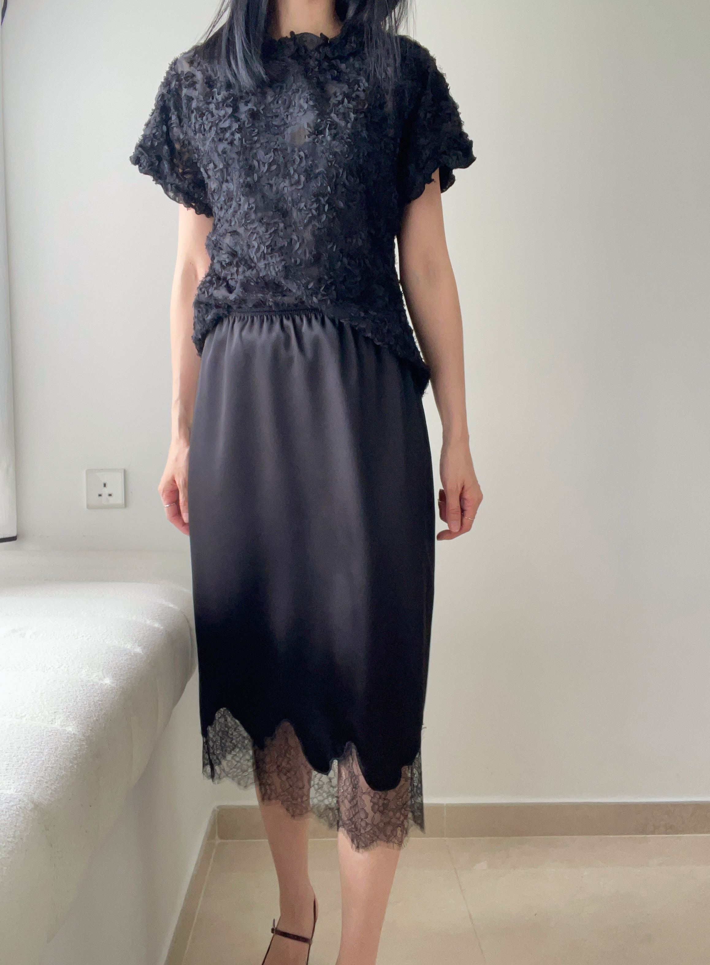 Feminine textured flower blouse