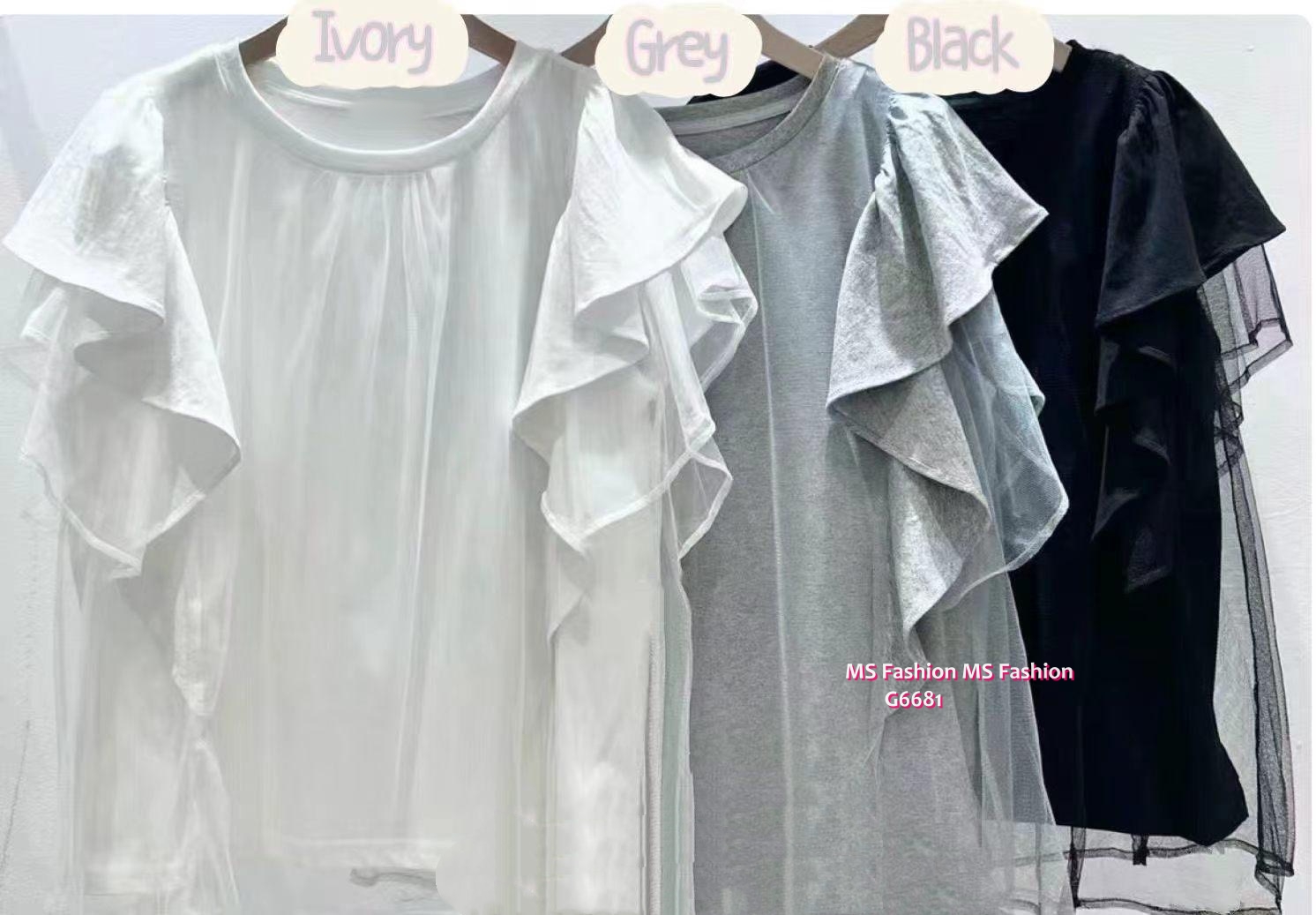 G6681 ruffle袖紗top
