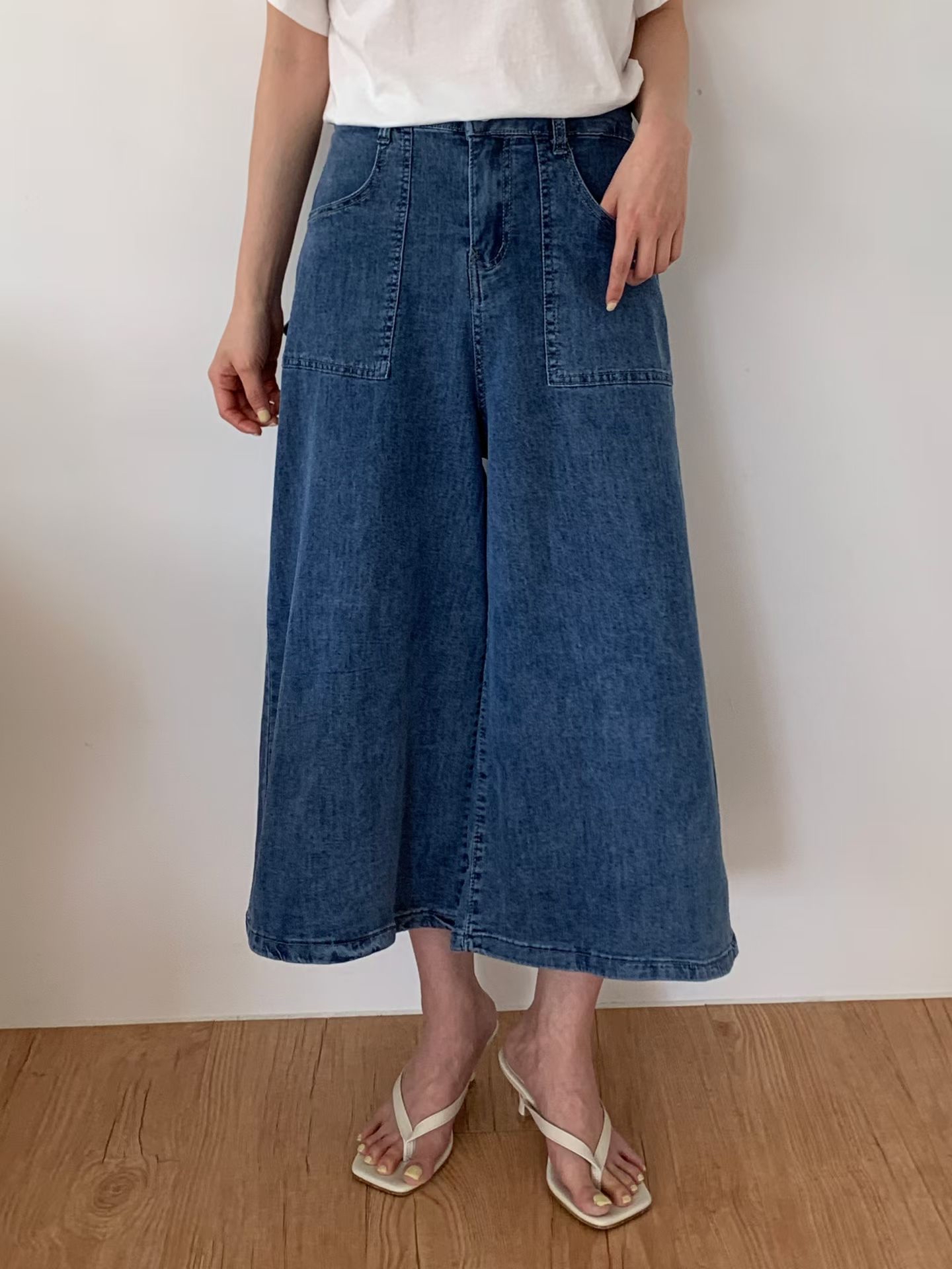 CT29 後橡筋腰半截A字裙褲