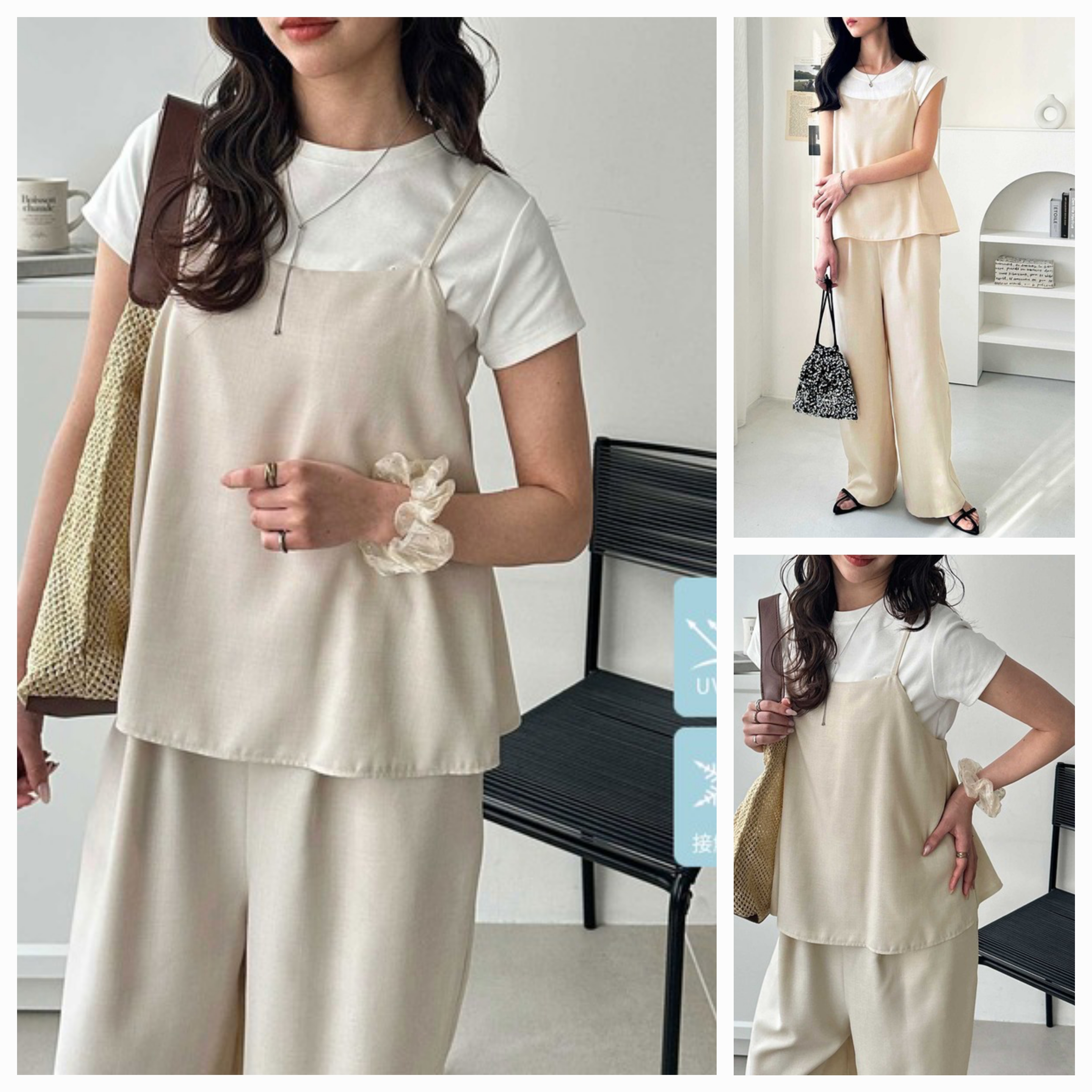 【✨️日本🇯🇵 pre-order 亞麻質感吊帶連身褲✨️】 【共4色 | S/M/L/XL | 深藍 / 黑色 / 深灰 / 米色】