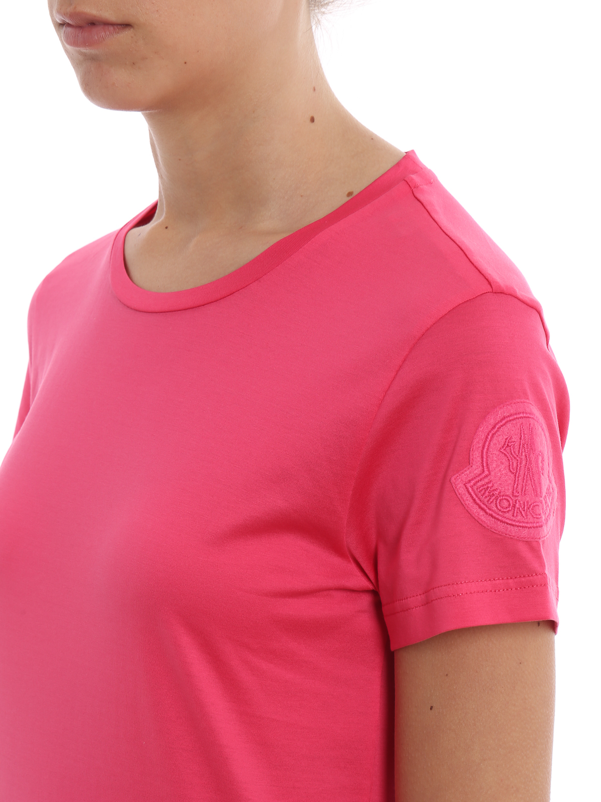 Moncler 桃紅色大logo tee 