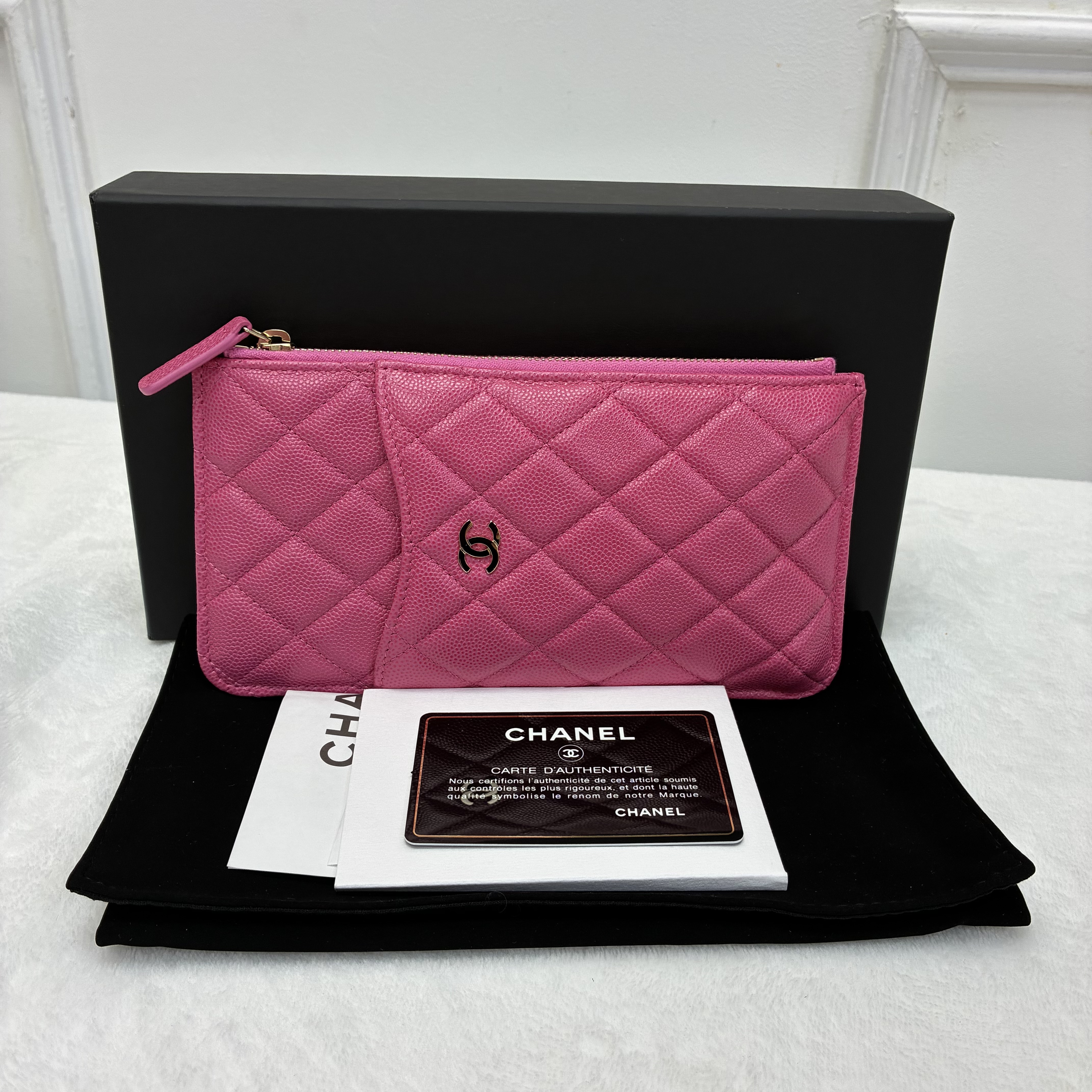 Full set Chanel 粉色長錢包卡包