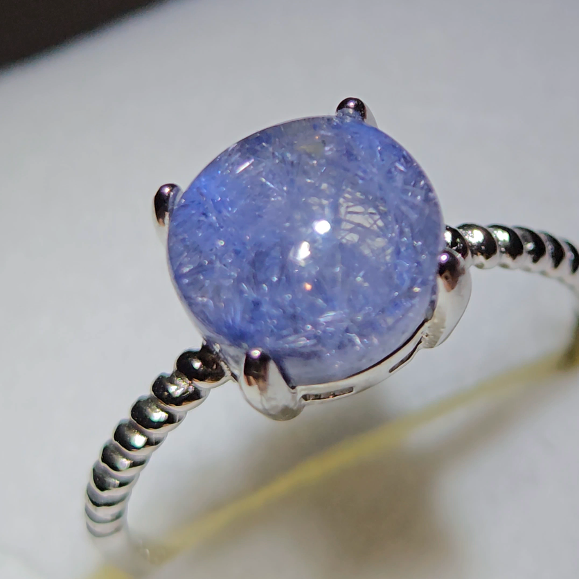 Dumortierite ring in adjustable 925 sterling silver - JW59