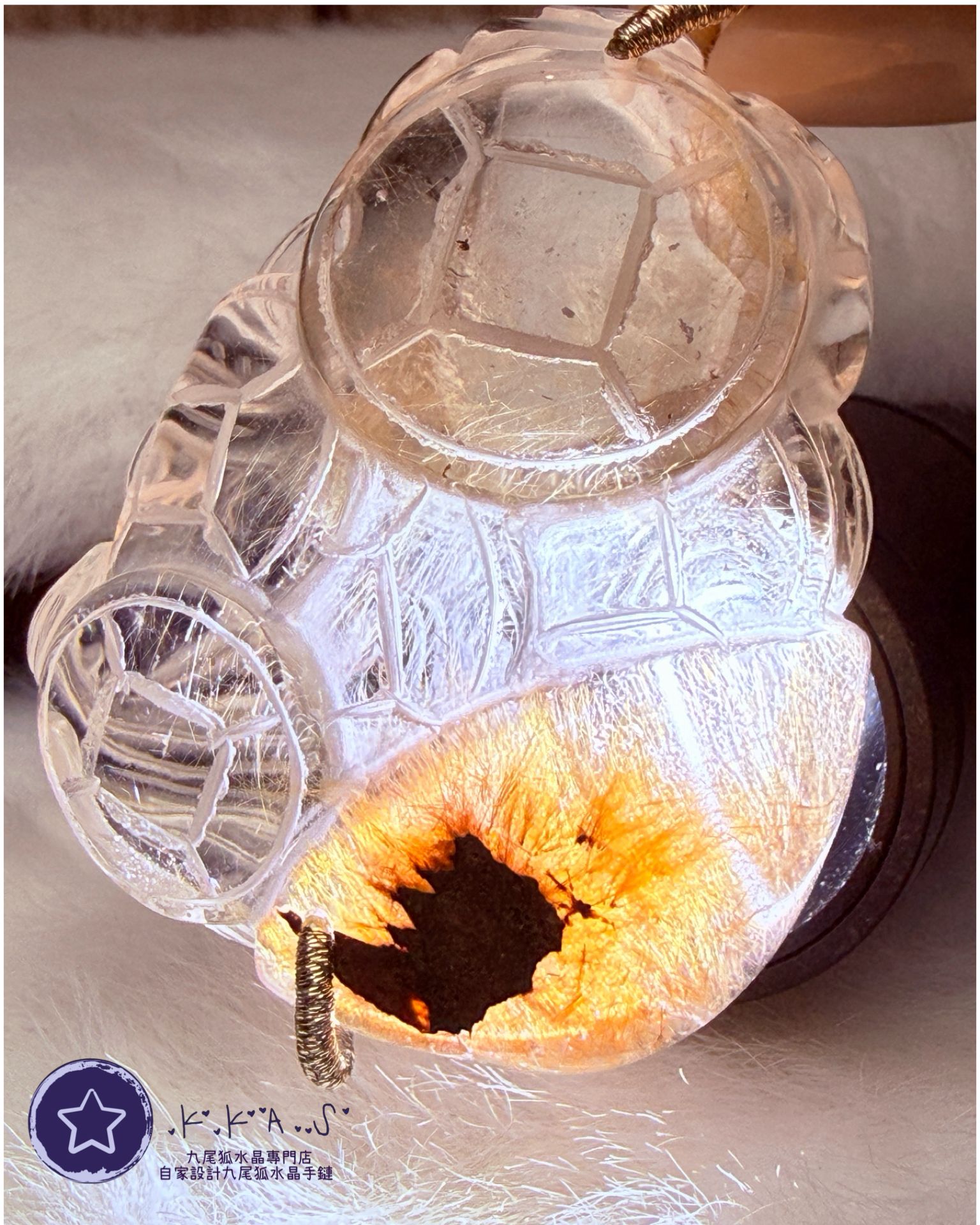 K00156 彩兔毛 扇子狐 - 吊墜/手牌兩用款